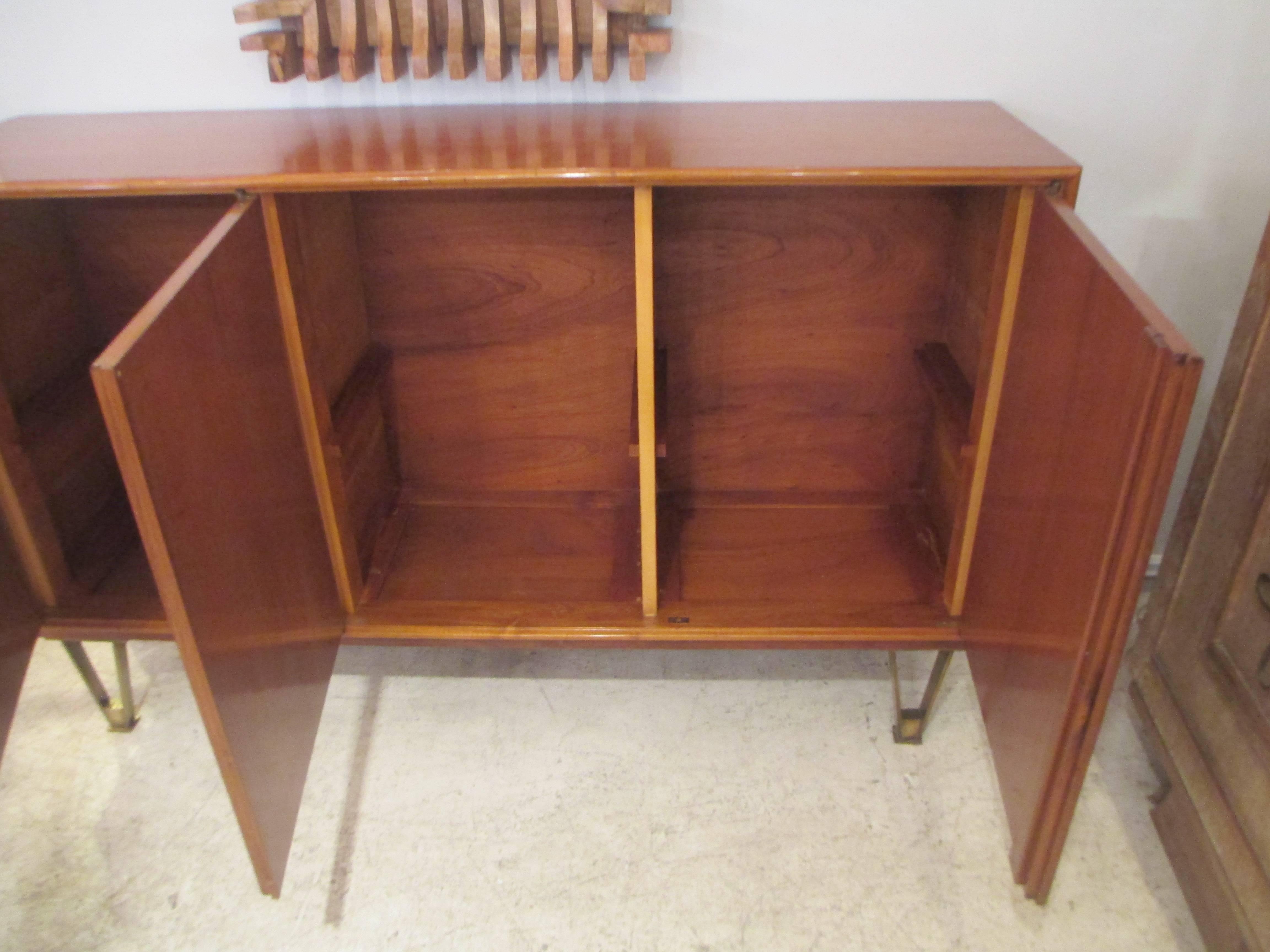 Rare Mid-Century Cork Sideboard Supported on Tapered Bronze Legs In Excellent Condition In New York, NY