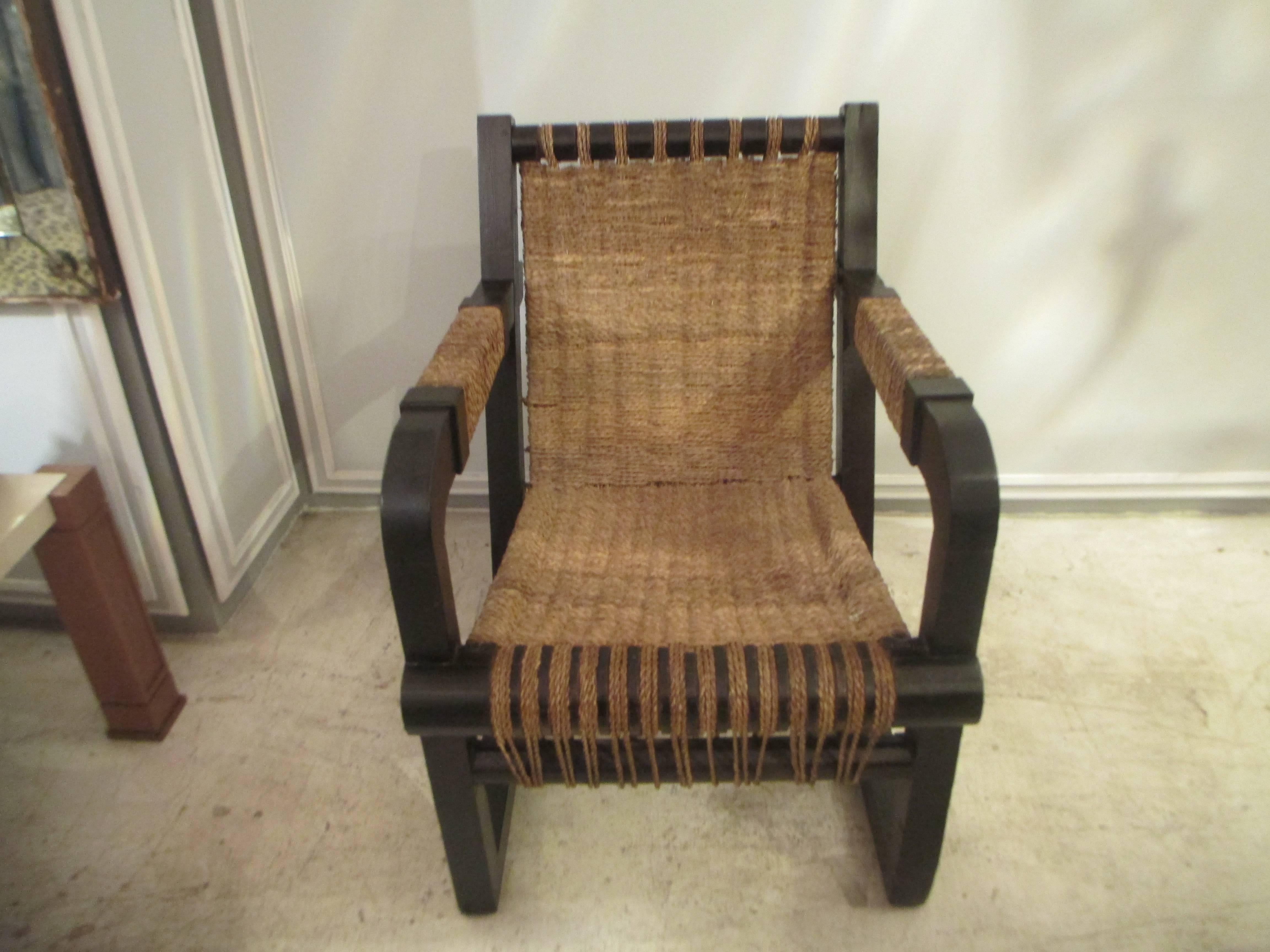 20th Century Pair of French 1920s Caned Lounge Chairs