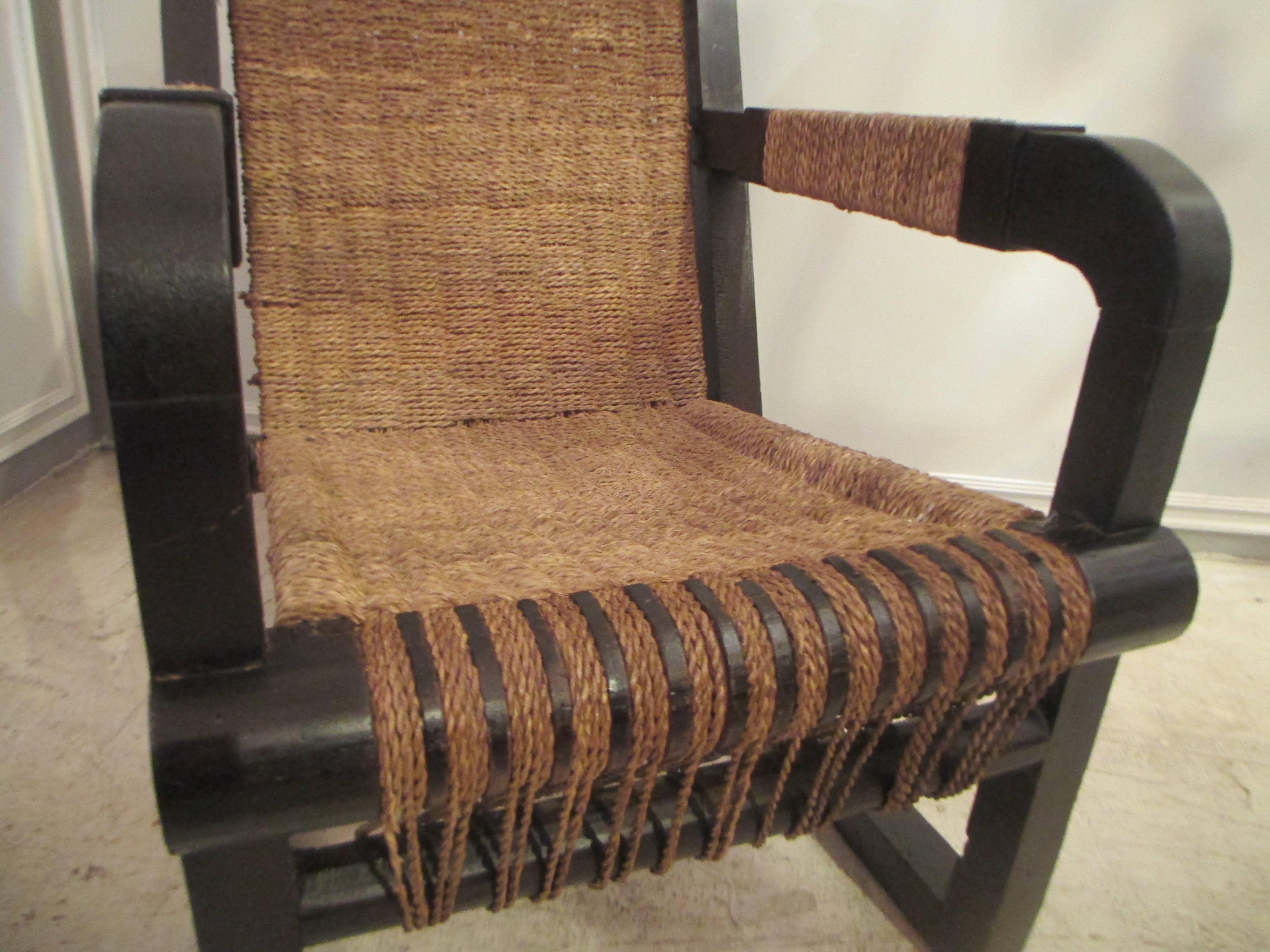Pair of French 1920s Caned Lounge Chairs 1