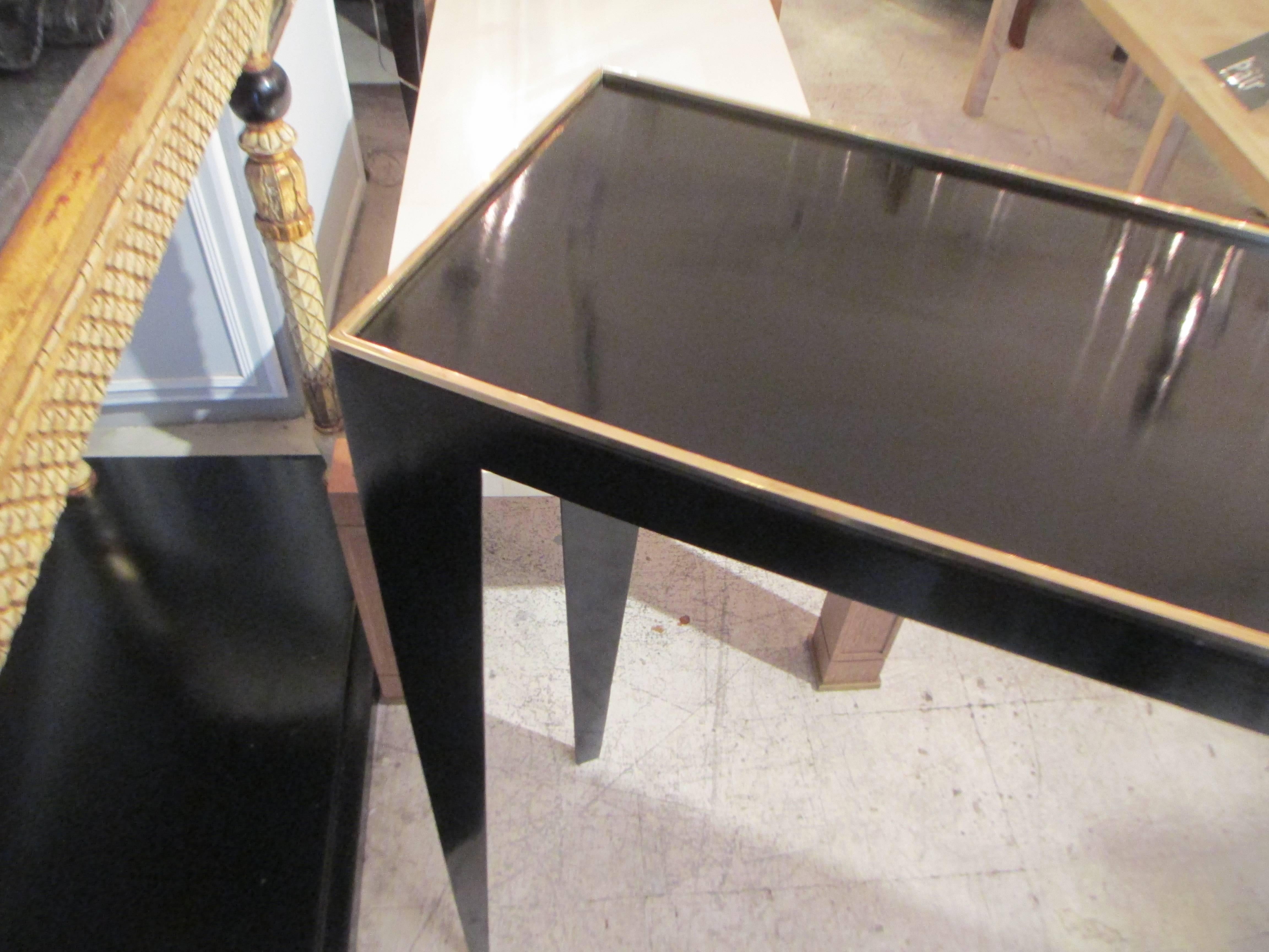 Italian Sculptural Modern Lacquered Console Table with Bronze Gallery