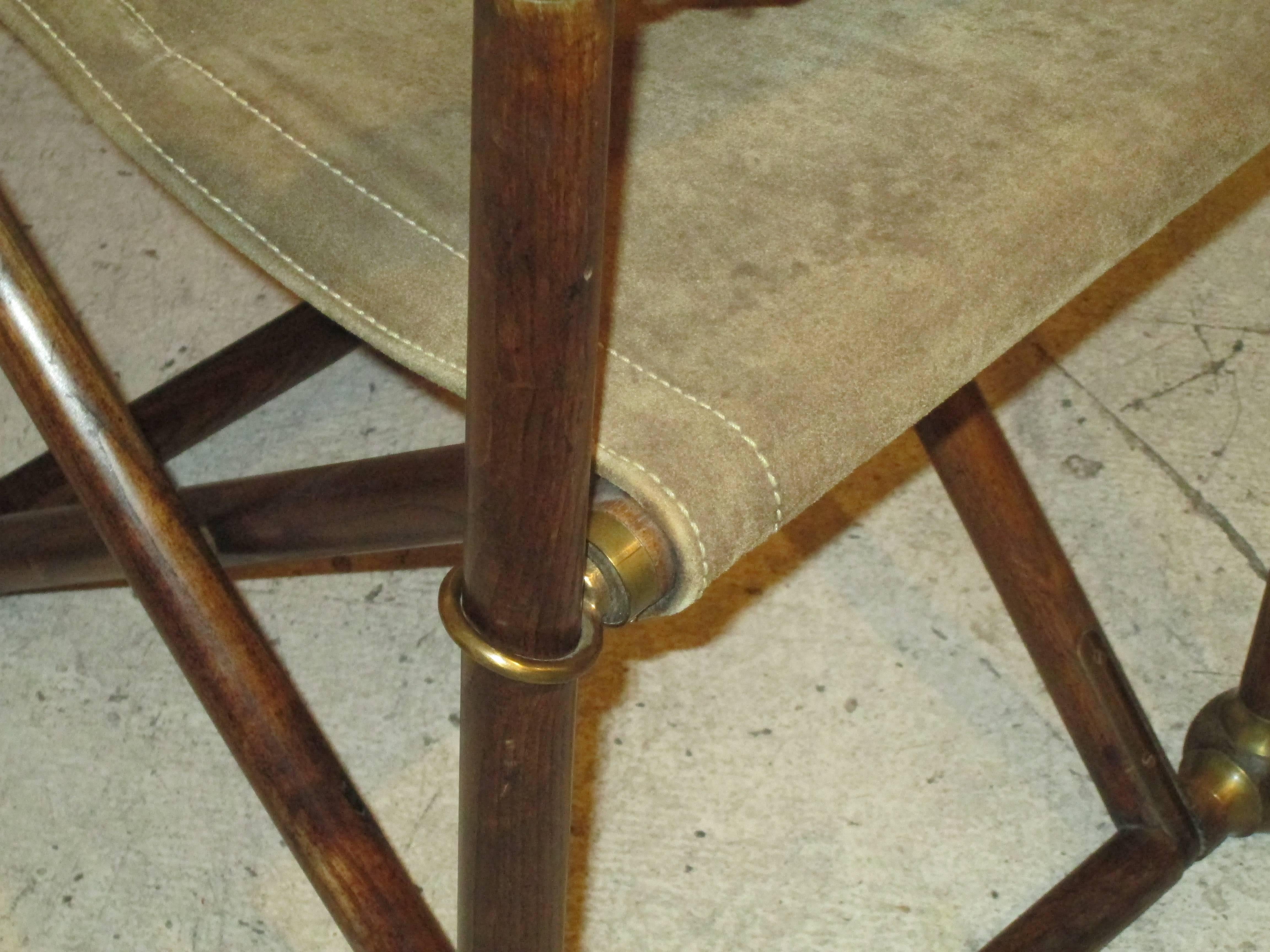 Pair of Hand-Stitched Director's Chairs with Brass Hardware 5