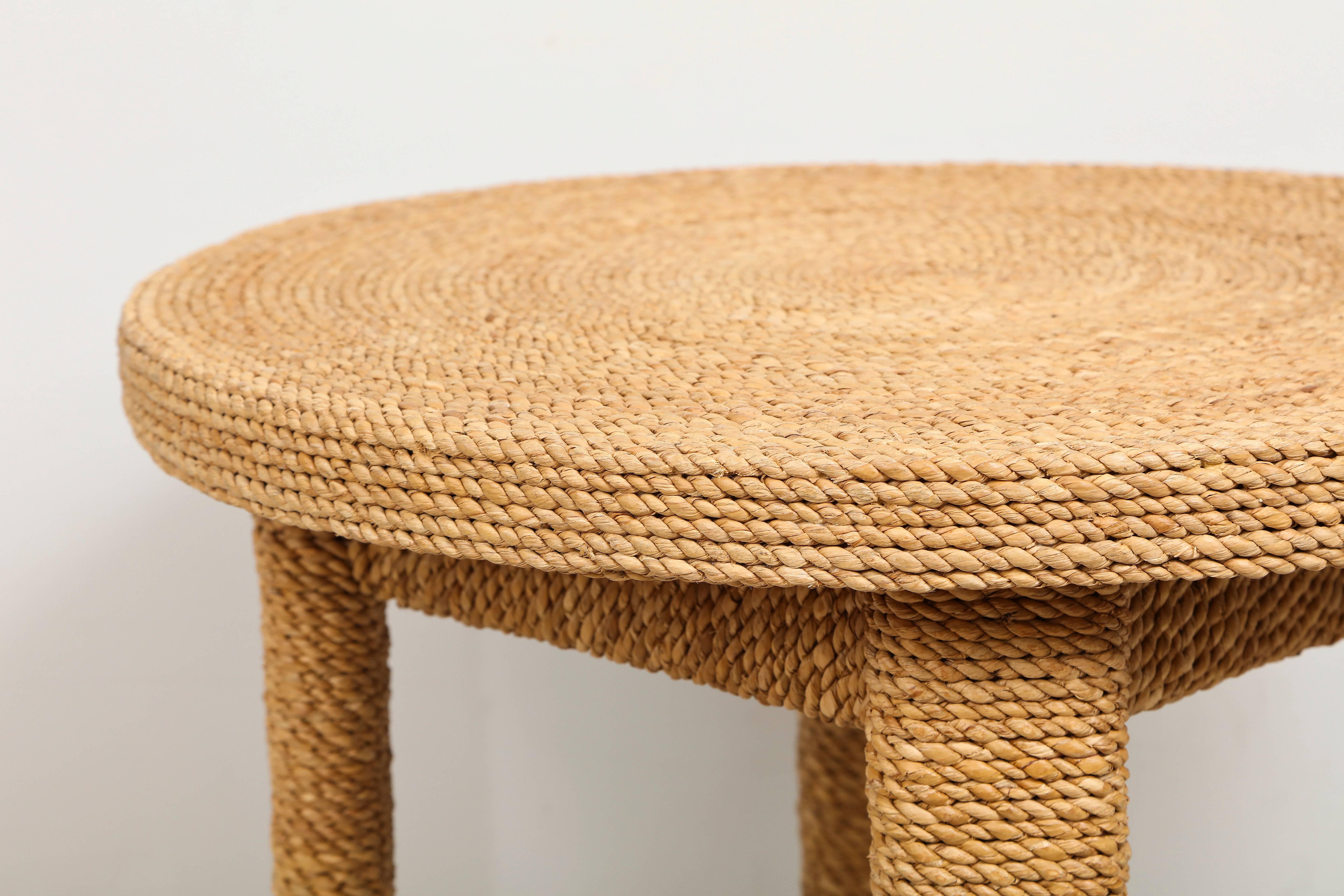 Contemporary Jute Table in Audoux Minet Manner
