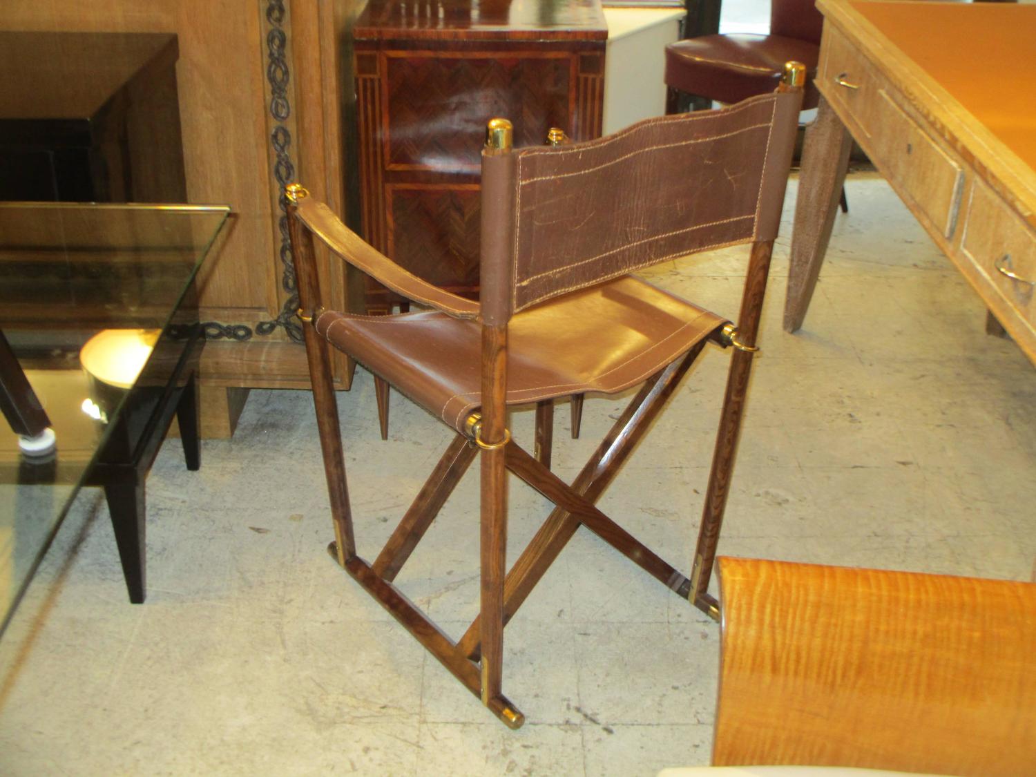 Pair of French Rosewood and Leather Director Chairs For Sale at 1stdibs