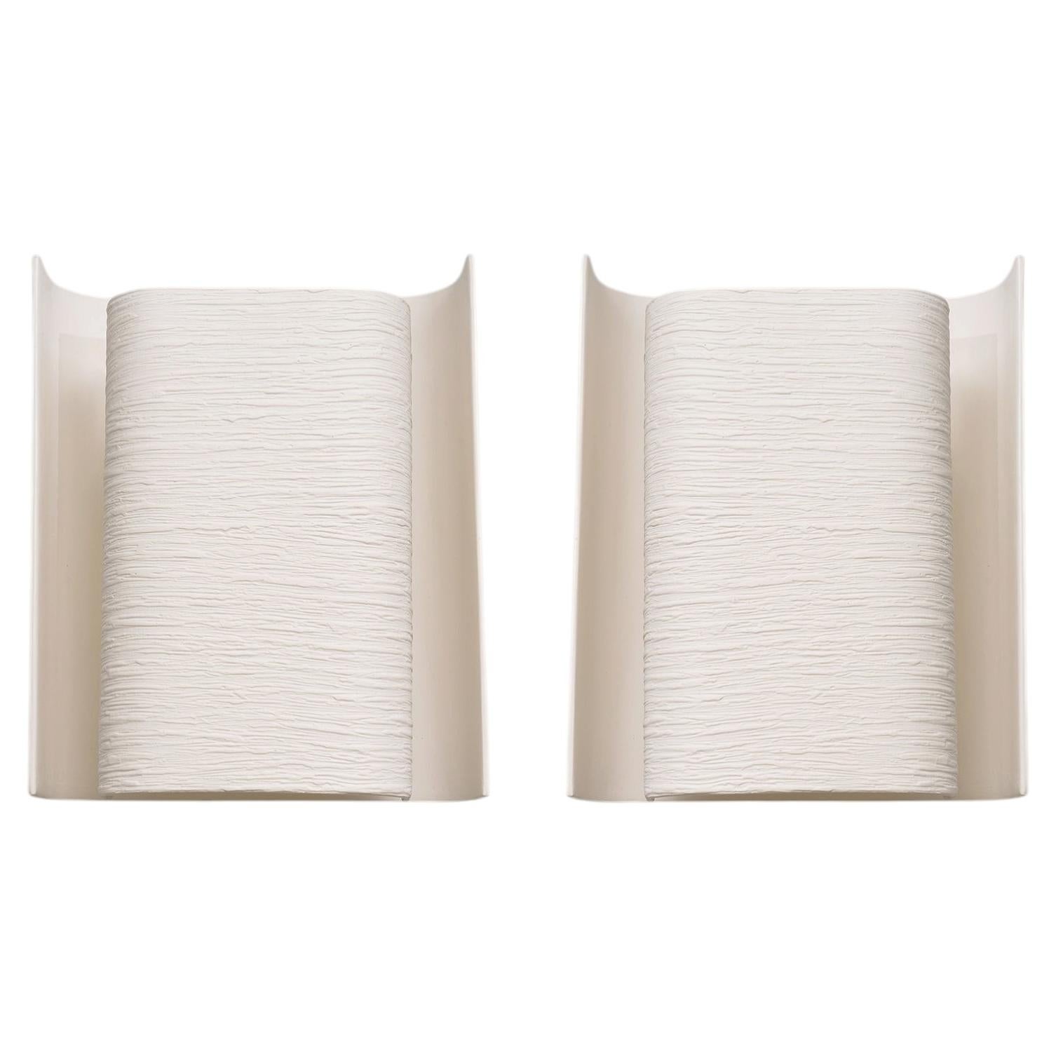 French Bespoke Modern Pair of Plaster Sconces