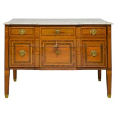 19th Century Louis XVI Style Parquetry Commode with Marble Top