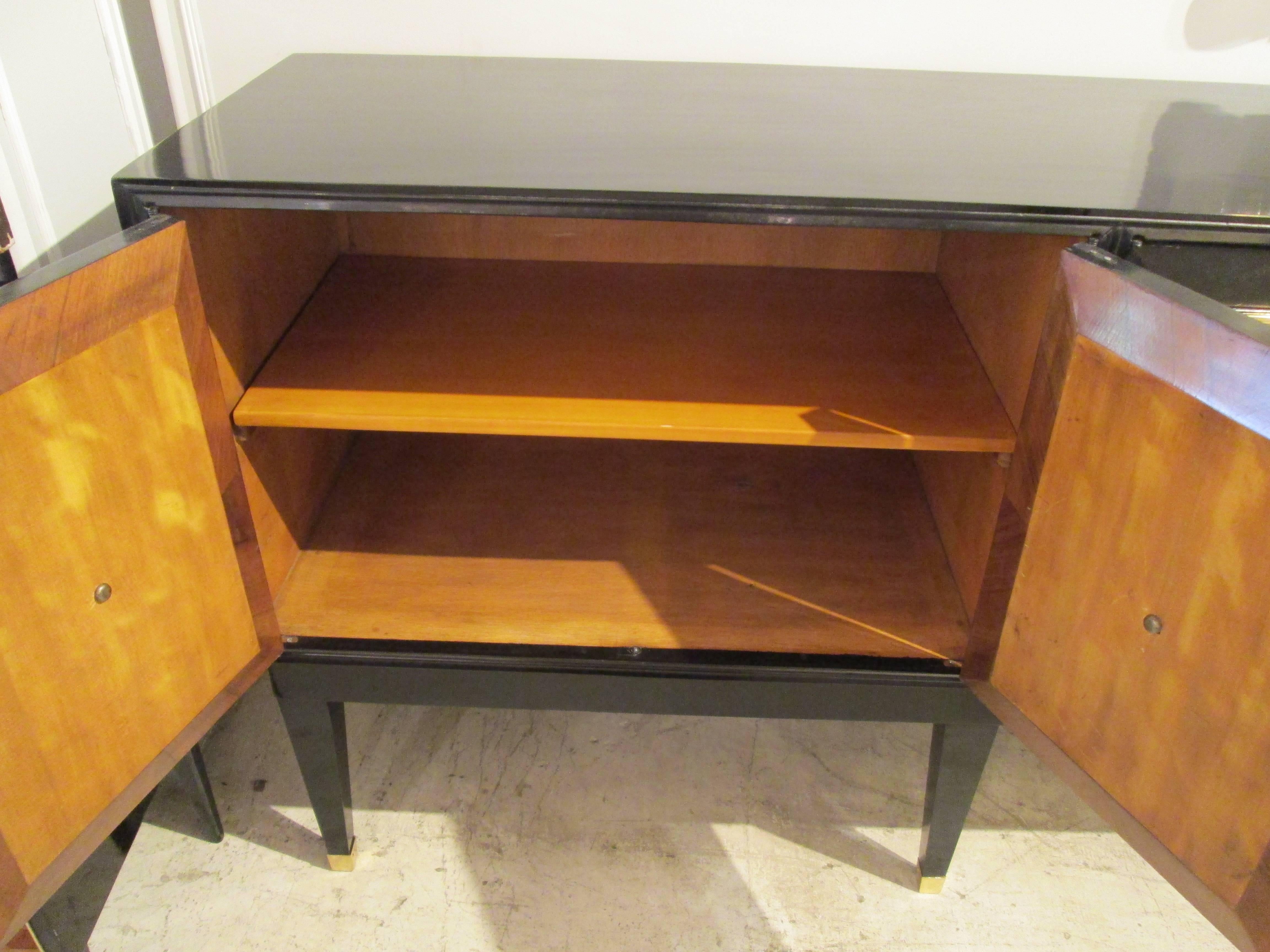 20th Century Ebonized Parchment Sideboard on Tapered Legs