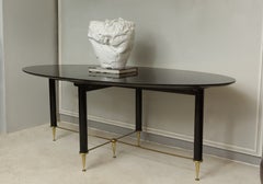 Mid-20th Century Lacquered Mahogany Oval Table with Extension, Italy