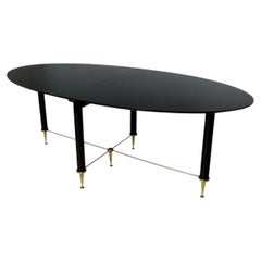 Mid-20th Century Lacquered Mahogany Oval Table with Extension, Italy