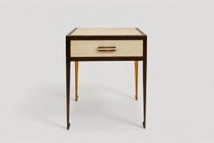Custom Pair of Bronze and Parchment End Tables / Night Stands with Drawers