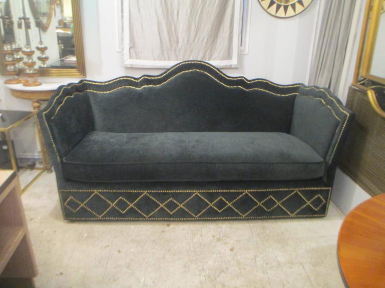 Vintage Baker Silk Velvet-Upholstered Sofa For Sale at 1stdibs