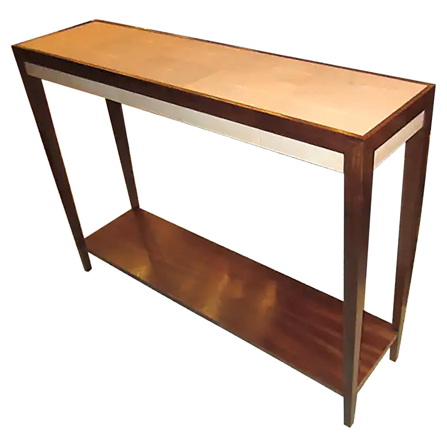 Custom Mahogany Console with Shagreen Top in the Jean-Michel Frank Manner