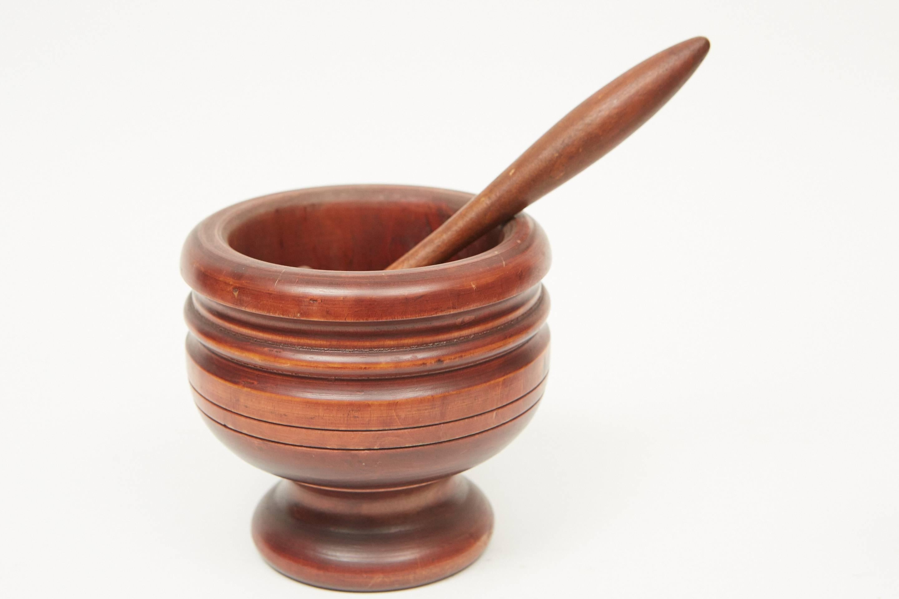 antique wood mortar and pestle