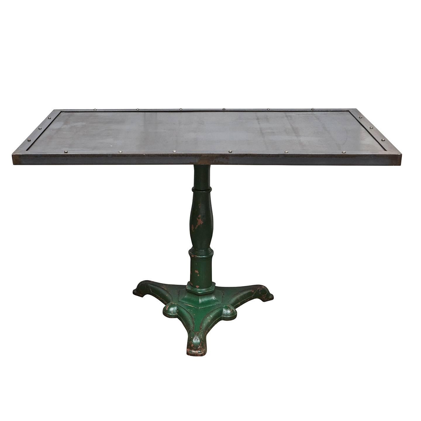 Metal Table with Antique Base For Sale