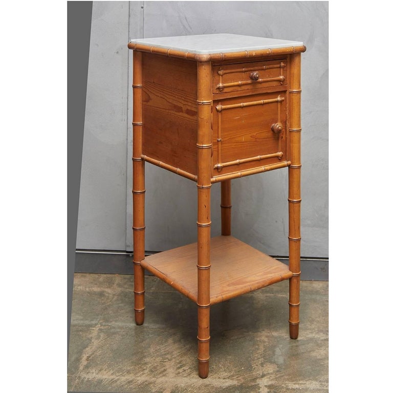 Pine Faux Bamboo Nightstand at 1stDibs
