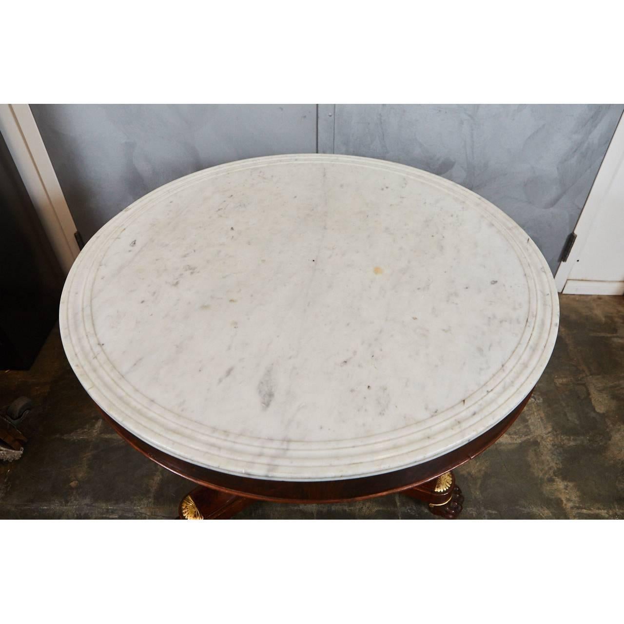 Charles X French Marble and Parcel-Gilt Table de Milieu For Sale