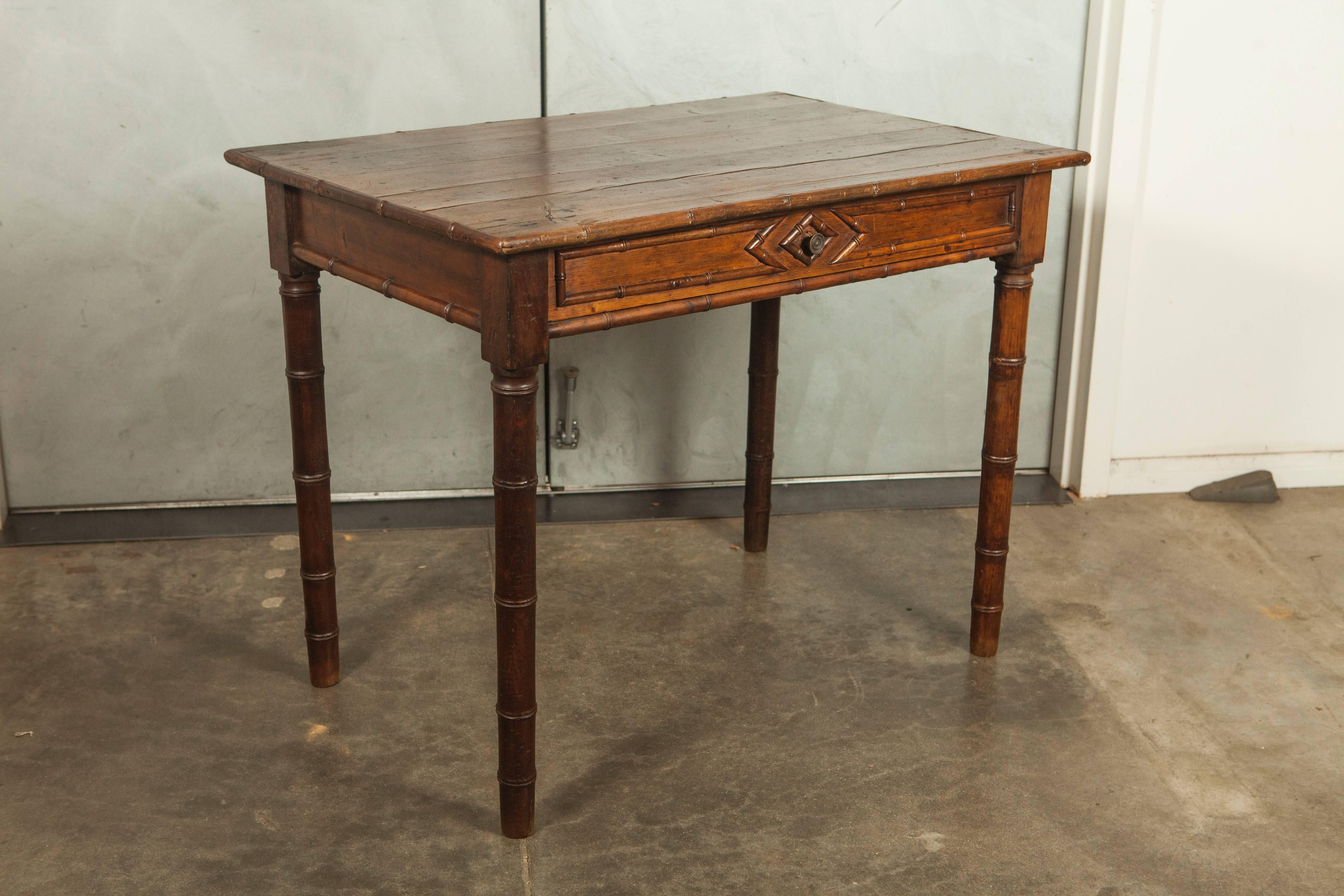French Provincial 19th Century French Faux Bamboo Writing Table