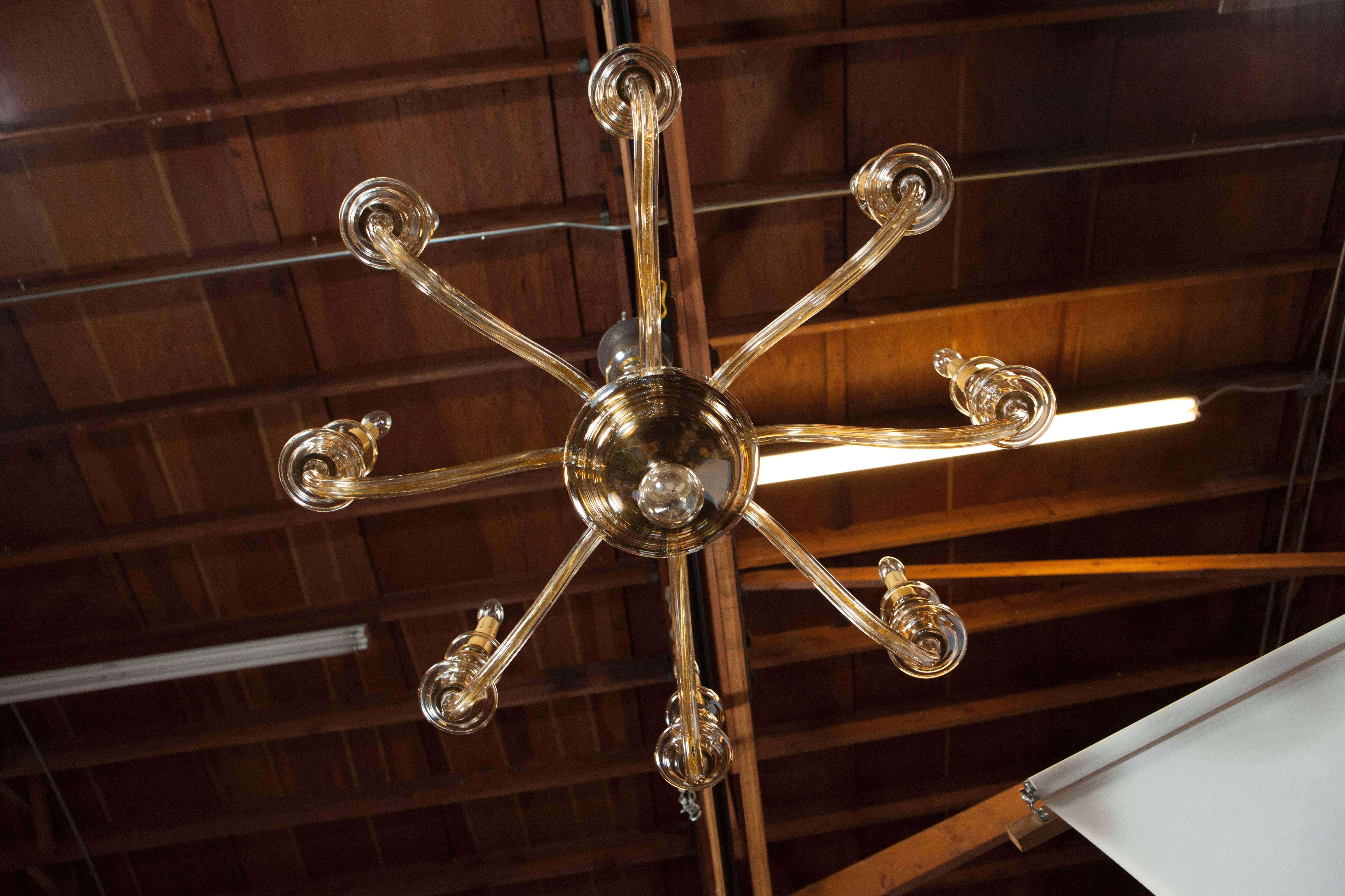 Blown Glass Italian Murano Eight-Light Chandelier