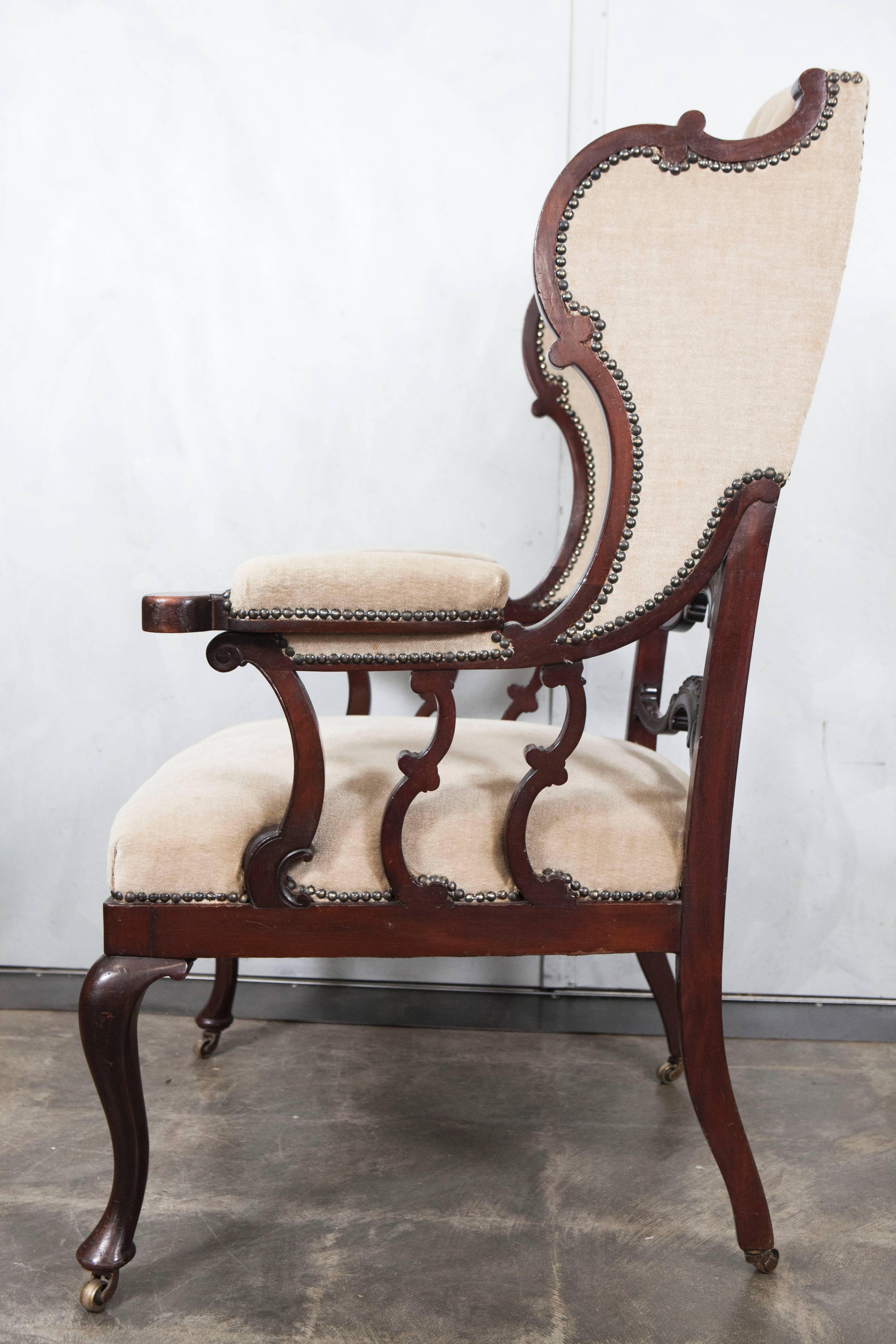 Late Victorian Mahogany Wingback Armchair For Sale