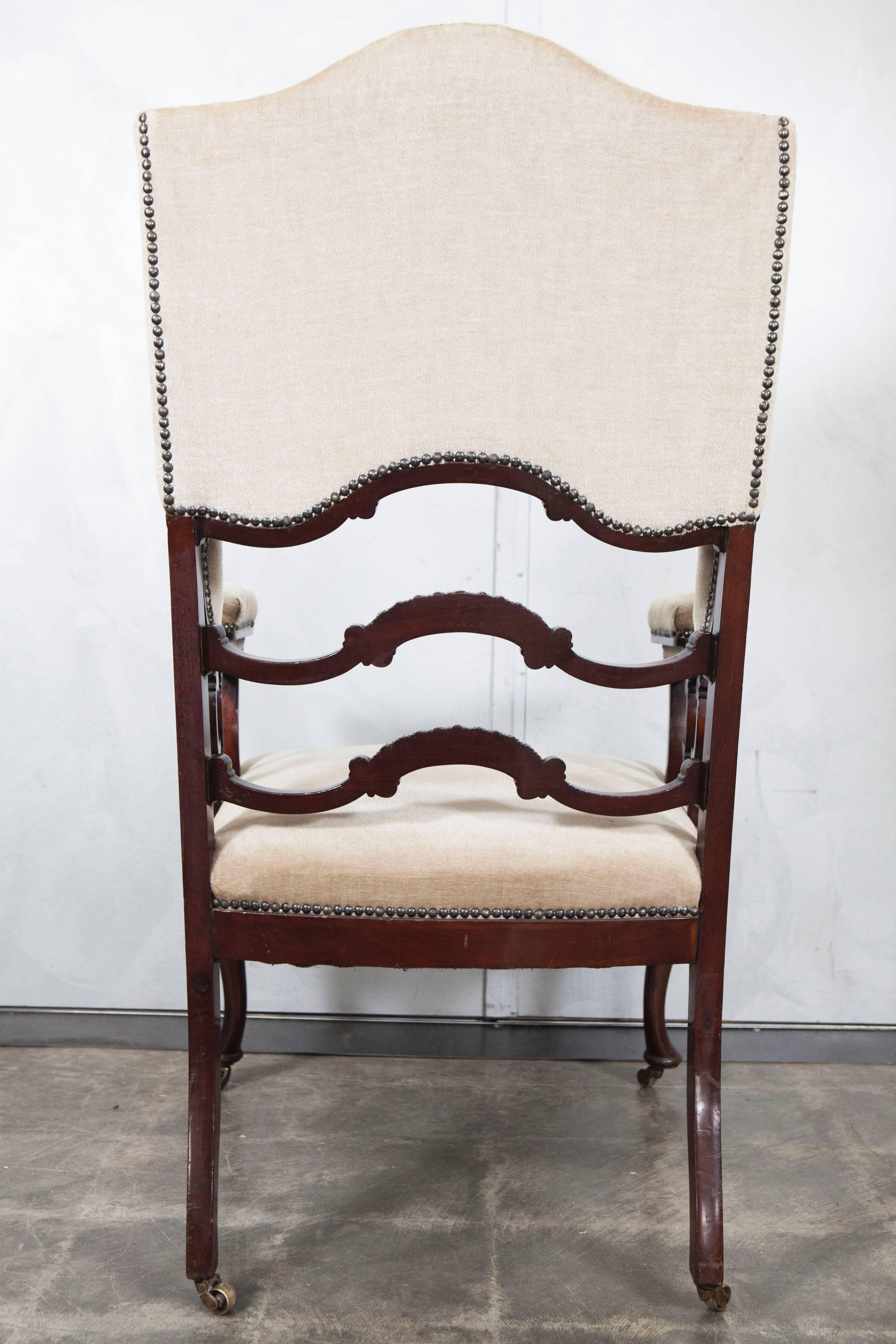 Woodwork Mahogany Wingback Armchair For Sale