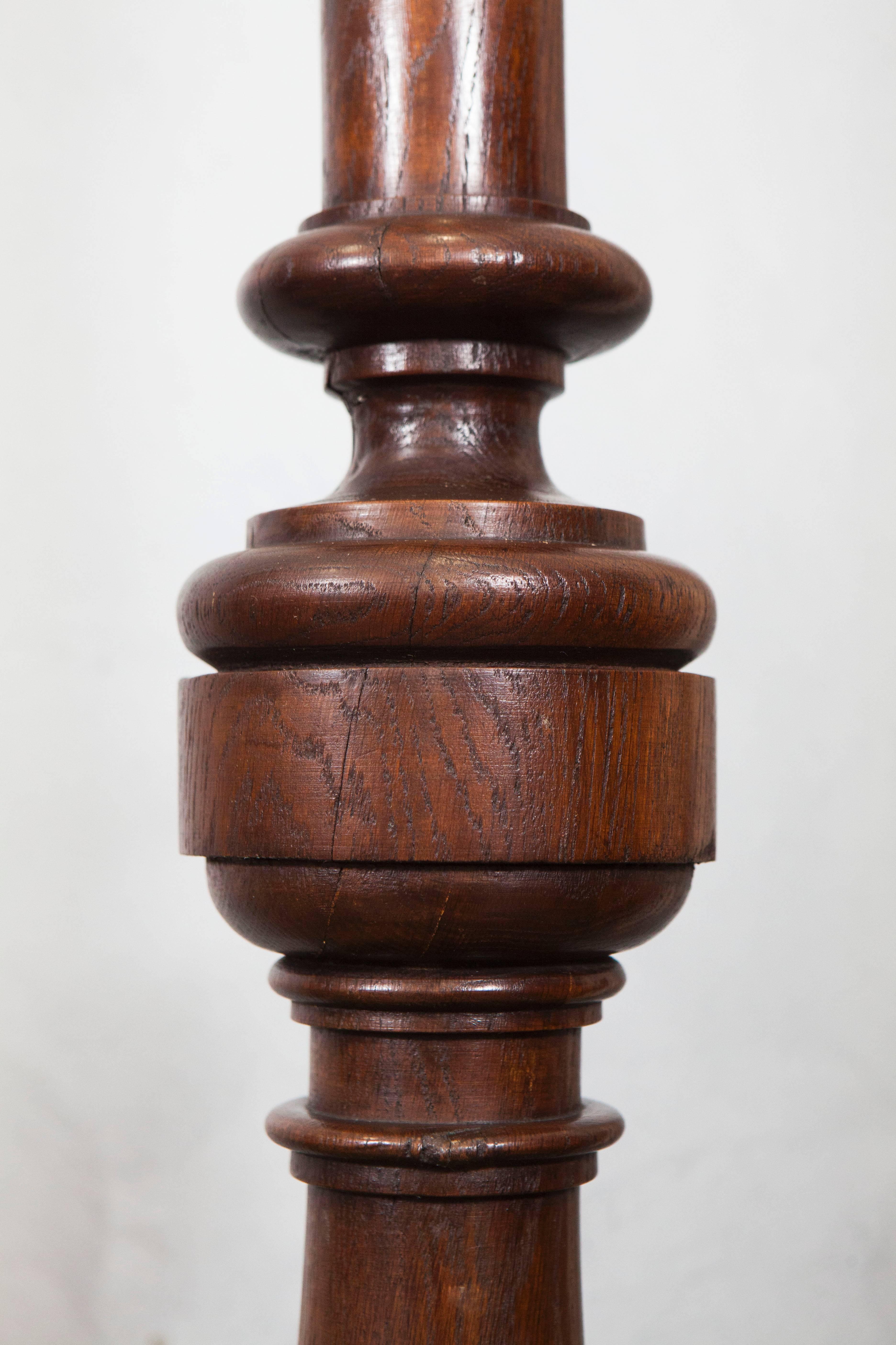 Turned English Oak Pedestal, 19th Century For Sale