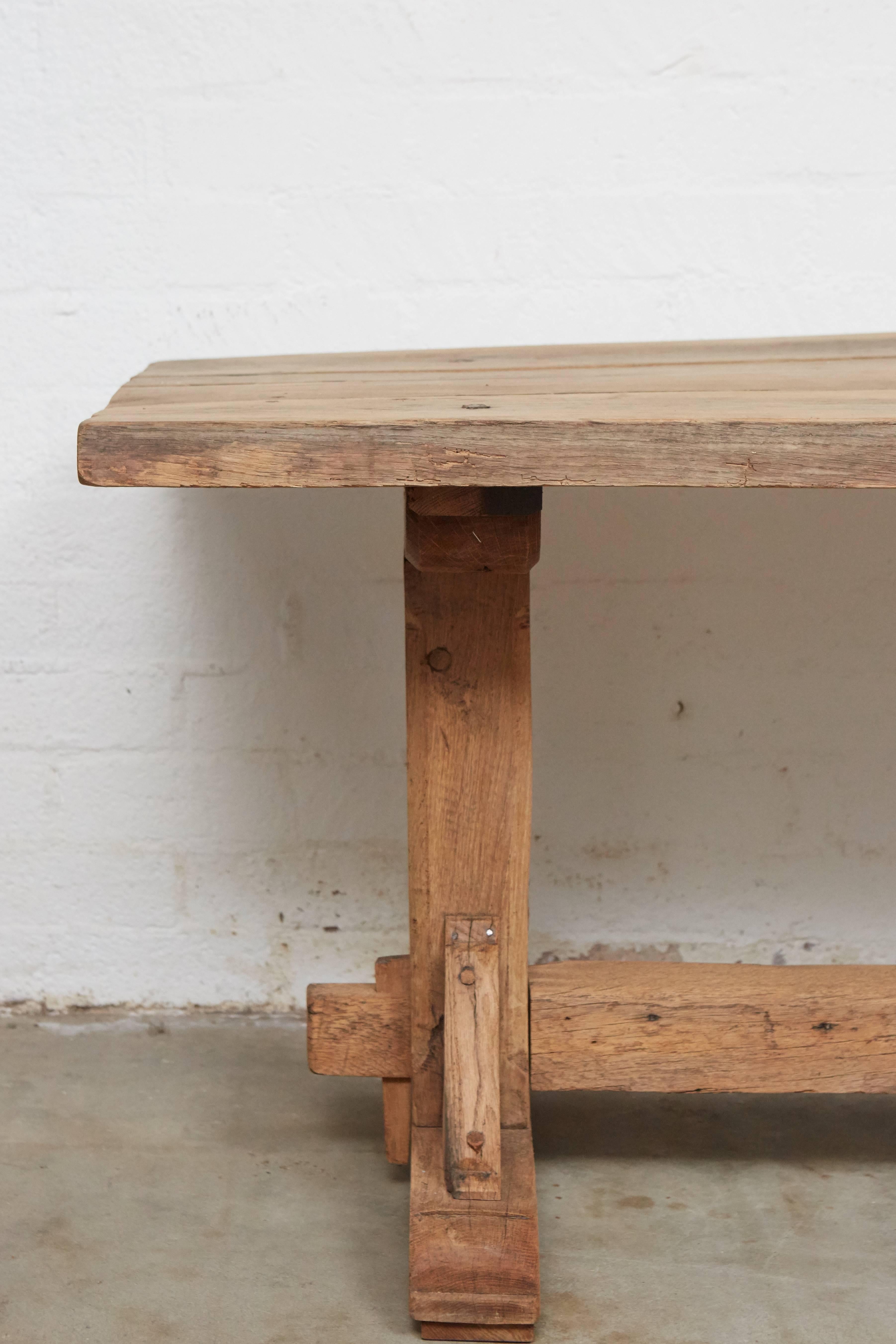 Woodwork 19th Century French Farm Trestle Table