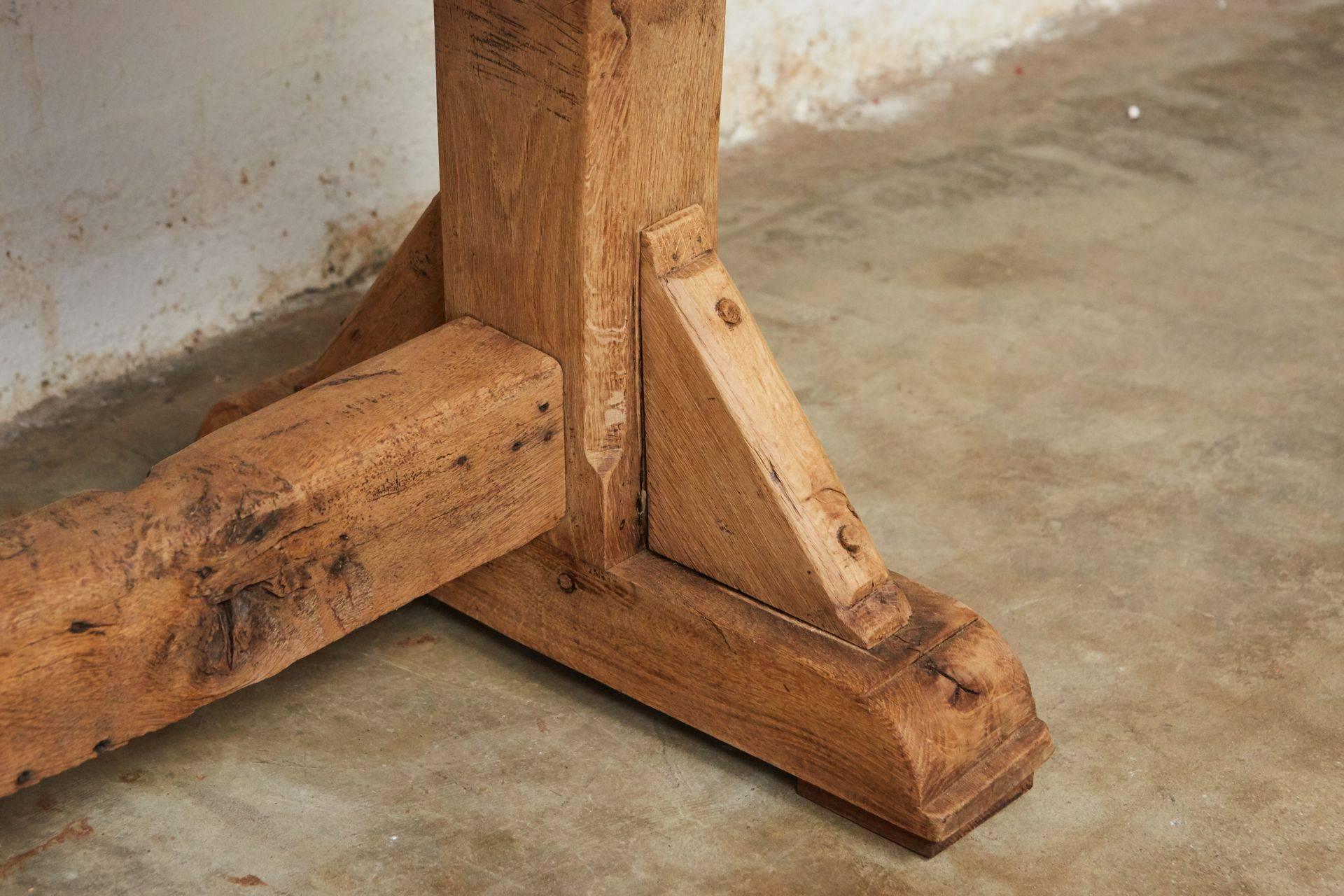 Oak 19th Century French Farm Trestle Table