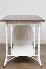 1920s Wicker Table with Oak Top