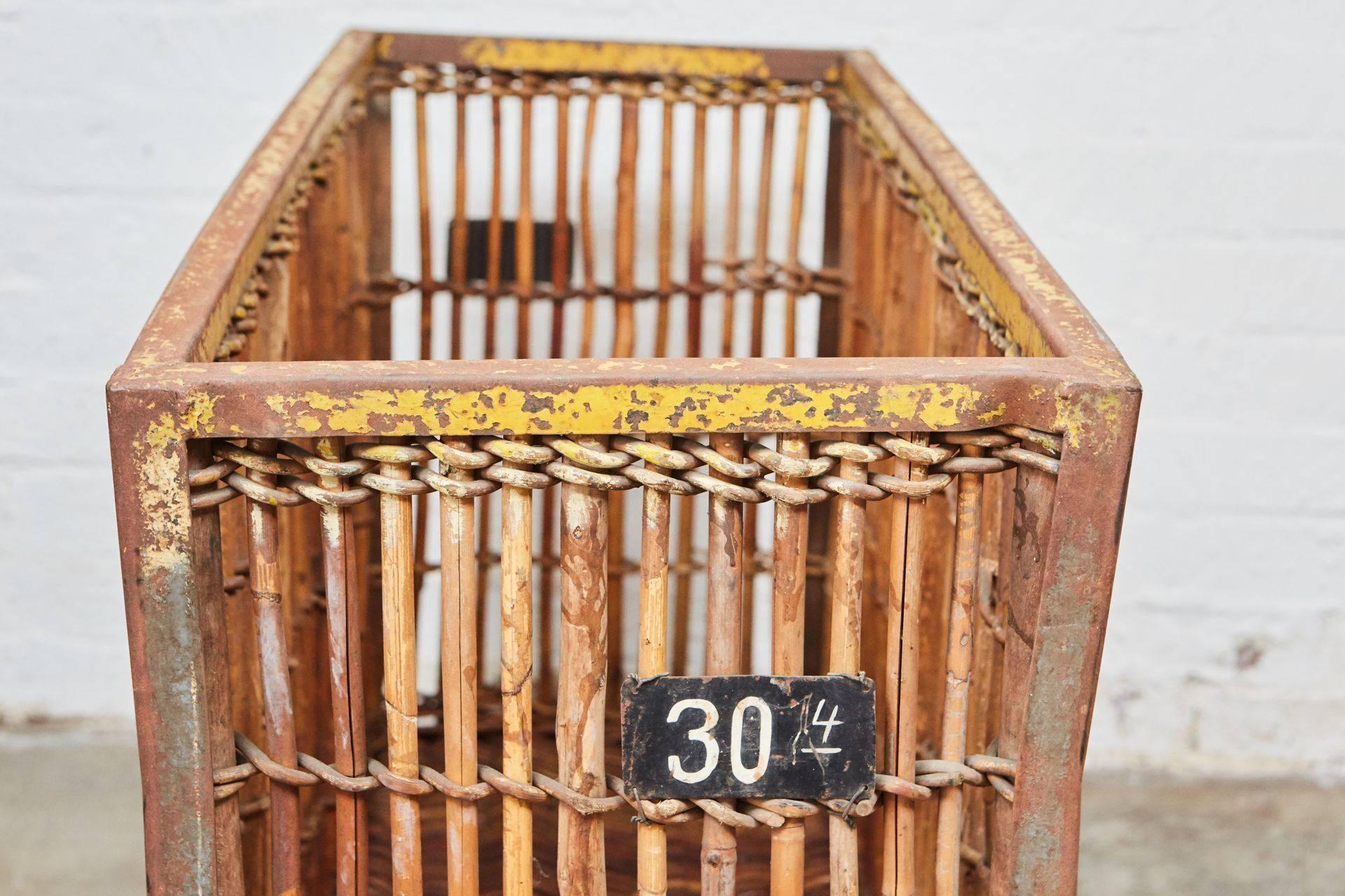 Dutch Factory Bamboo and Iron Textile Factory Cart In Good Condition For Sale In Culver City, CA