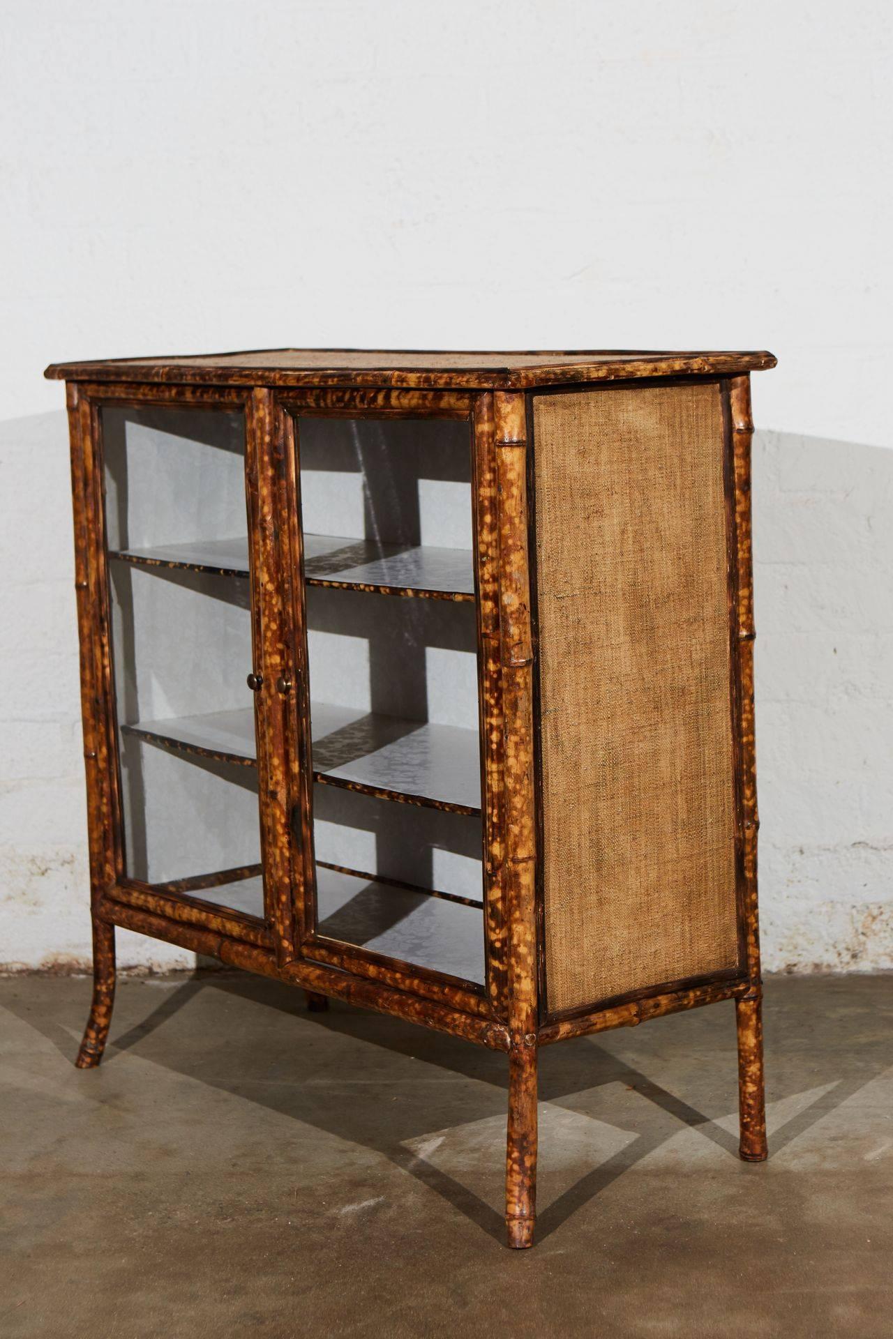 English Victorian Bamboo Display Cabinet