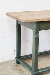 Rustic Pine Table with Green Painted Base