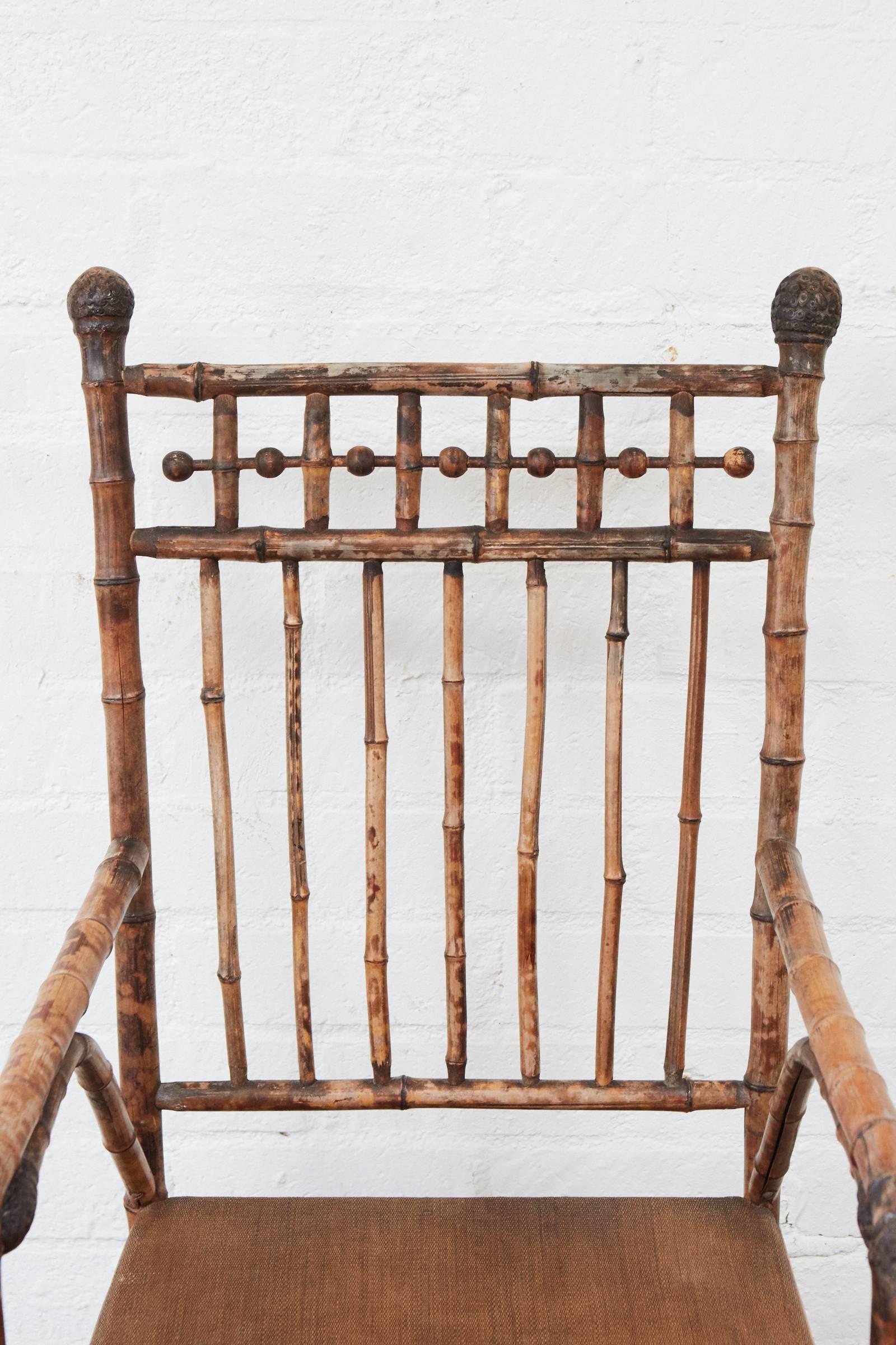 Victorian Bamboo Stick and Ball Armchair For Sale