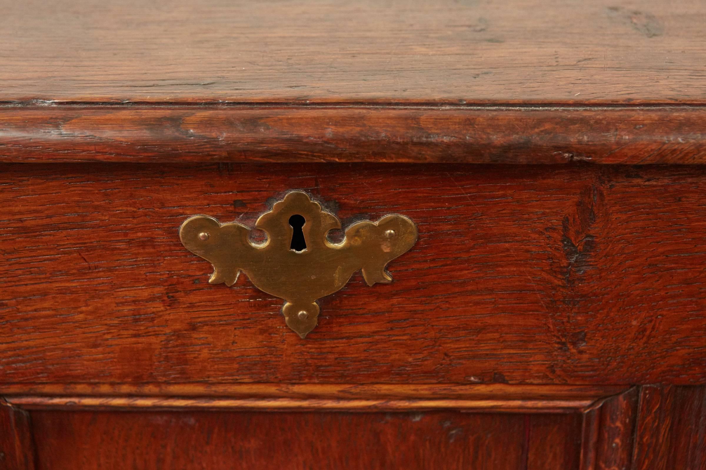 Carved 18th Century English Oak Trunk