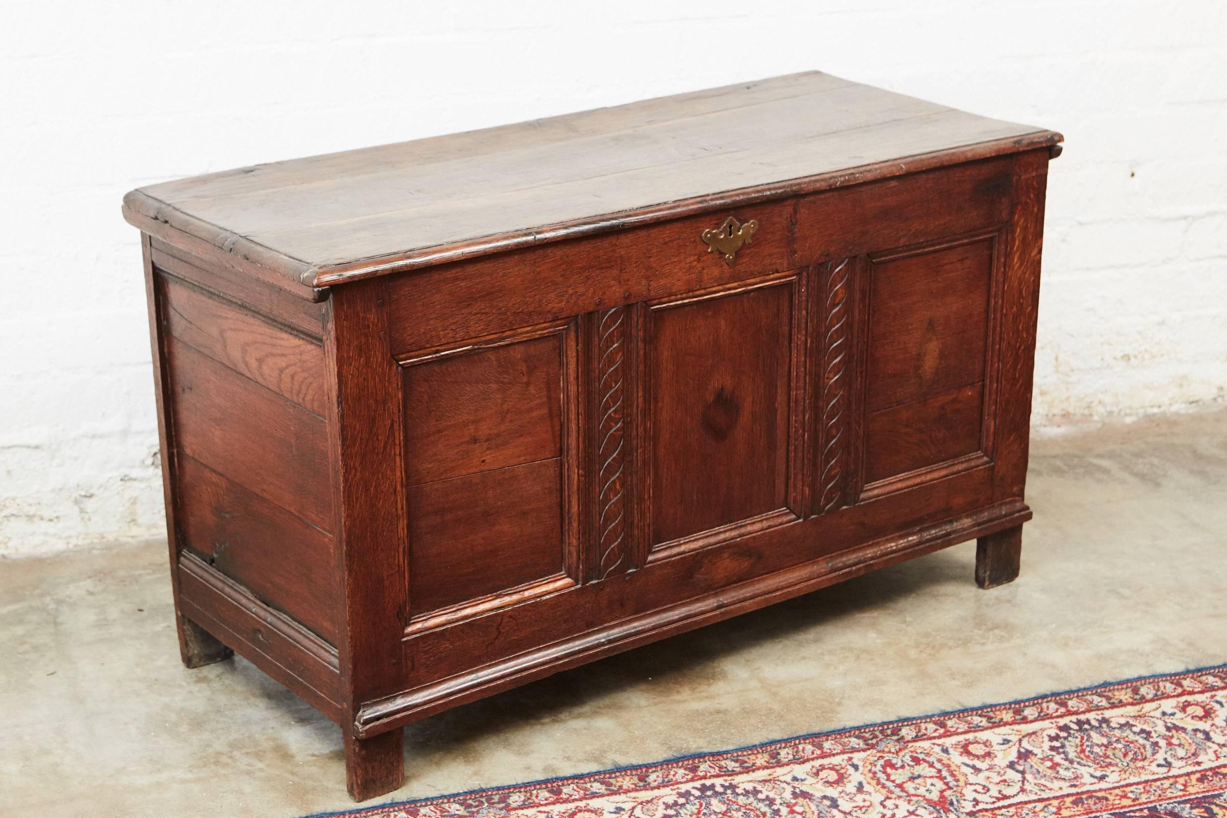 18th Century English Oak Trunk 1