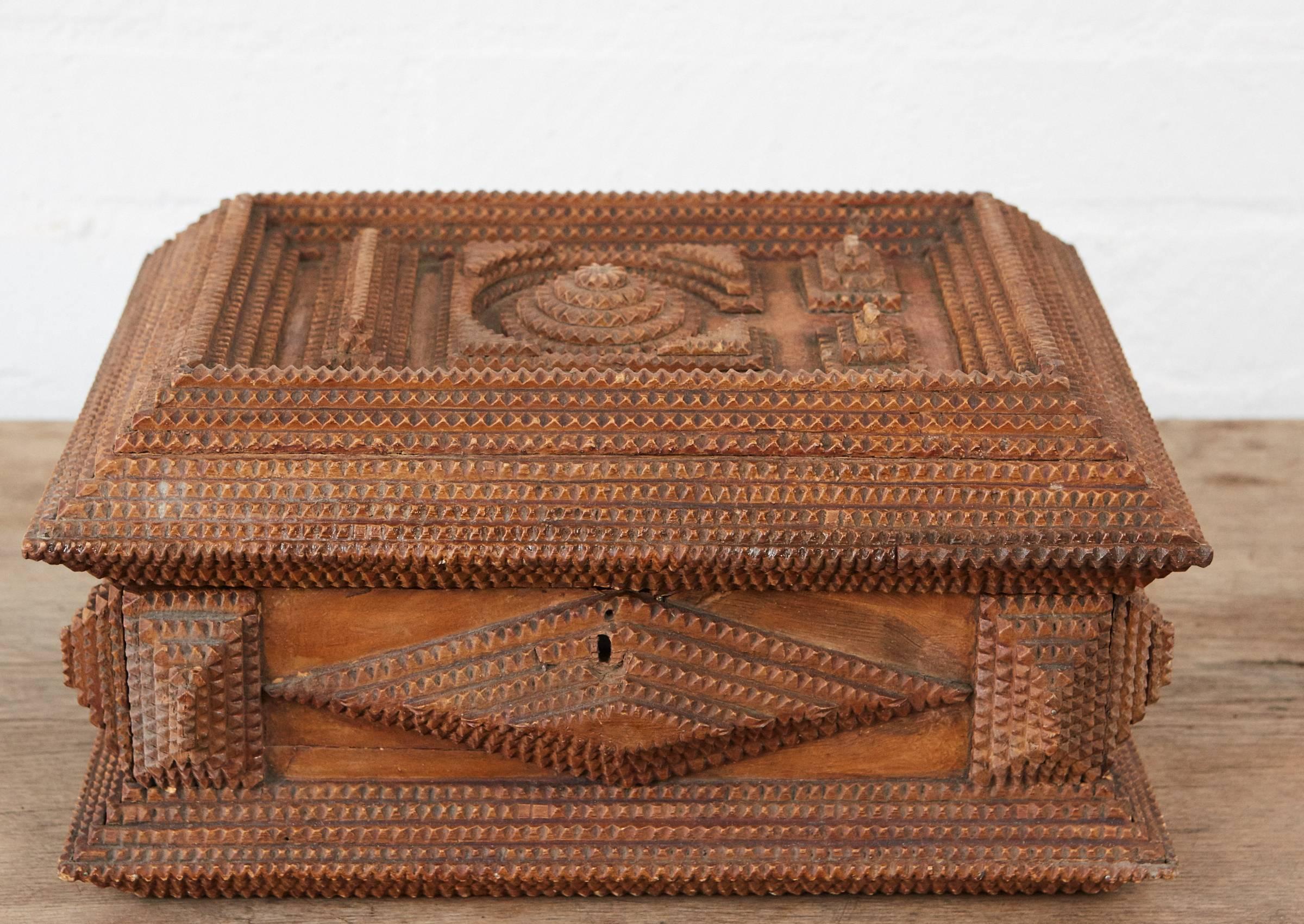 20th Century Large Tramp Art Box For Sale