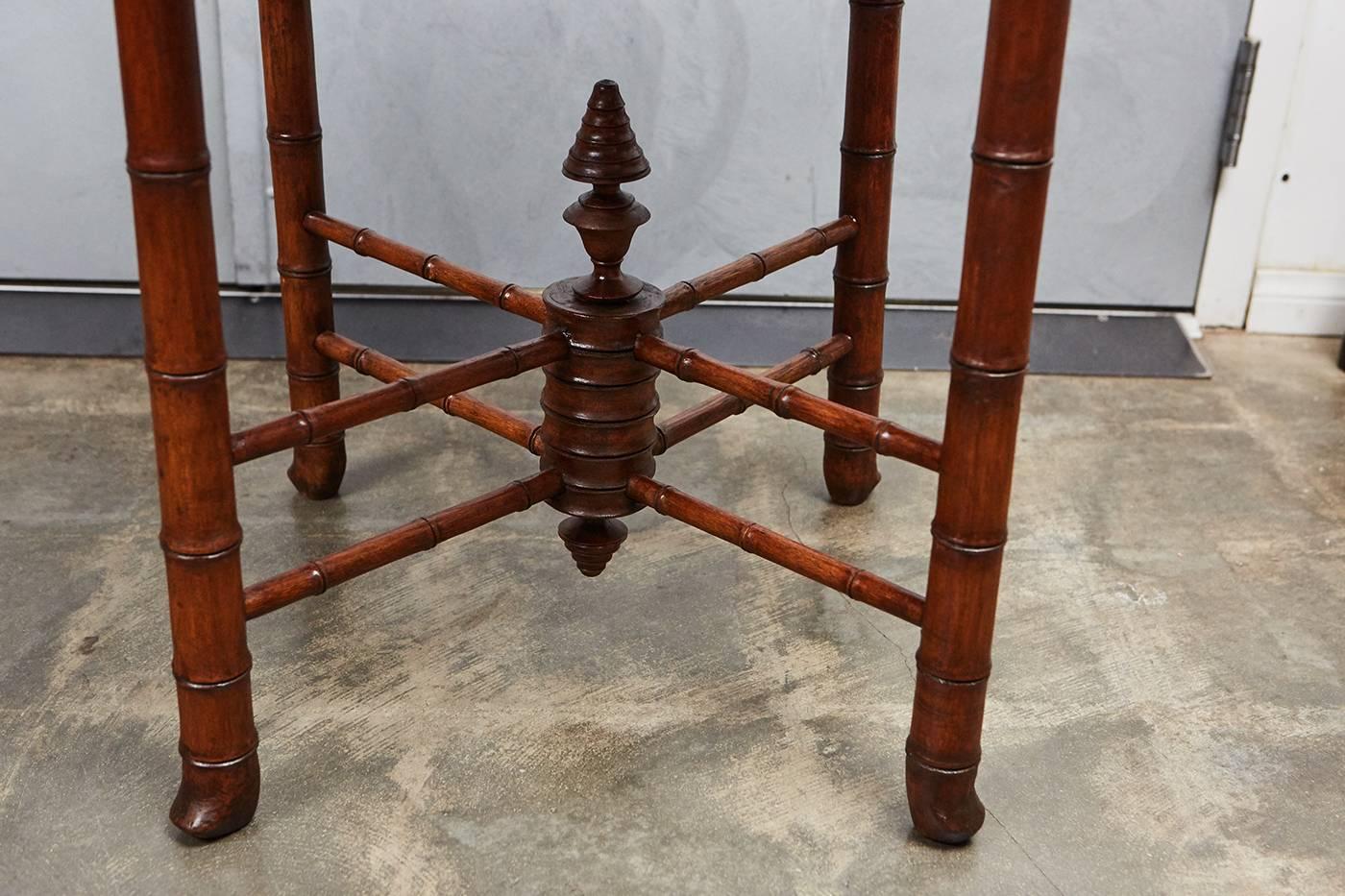 Turned 19th Century Faux Bamboo Table For Sale