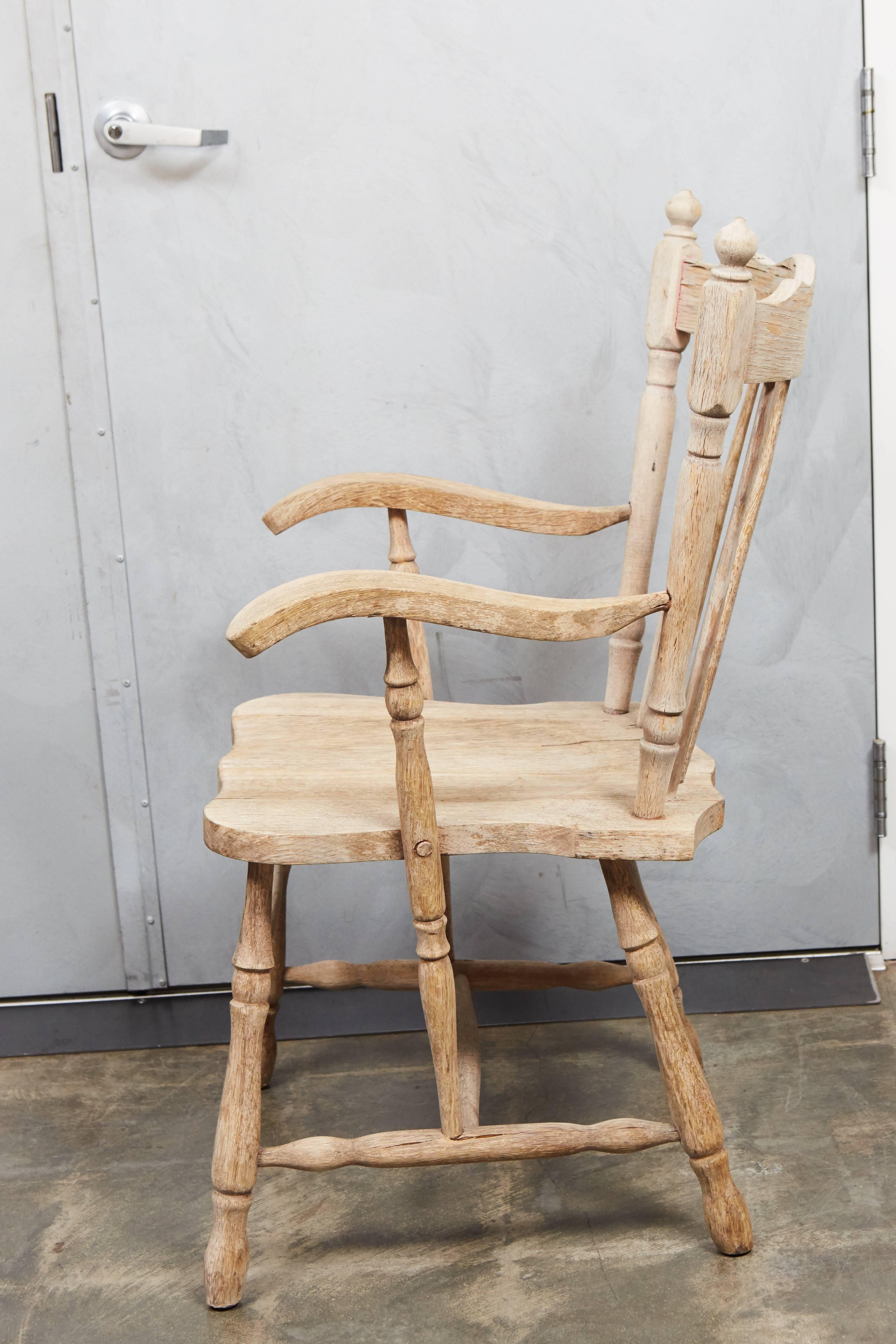 Bleached Pair of English Oak Armchairs For Sale