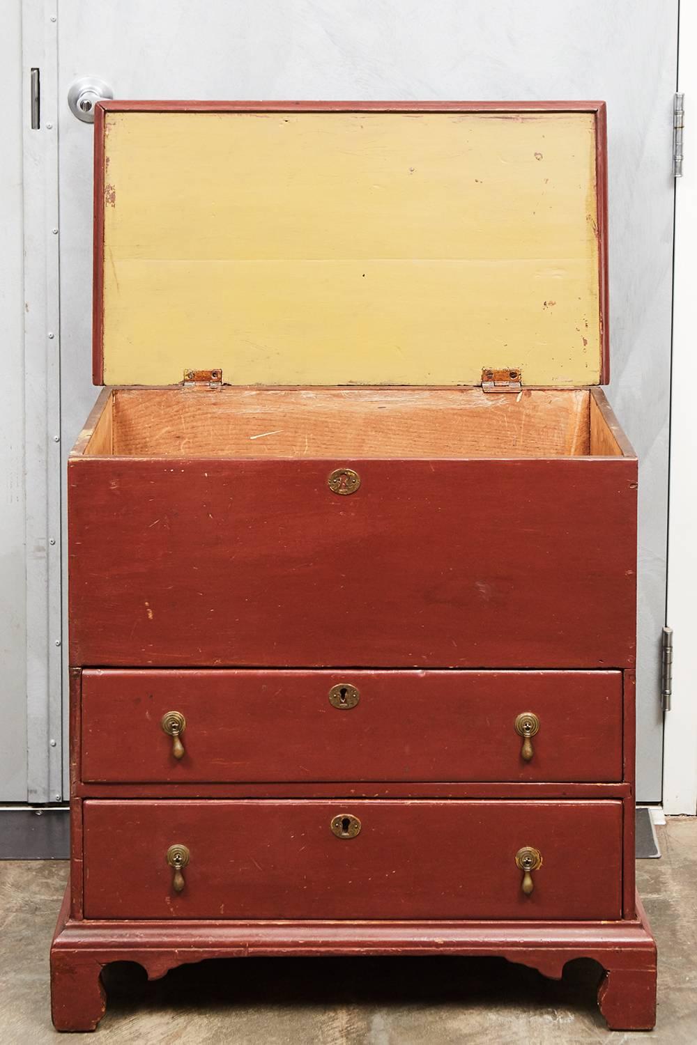 Country 19th Century English Blanket Box with Two Drawers