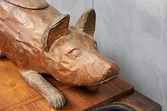 Folk Art Carved Dog Figure Covered in Copper