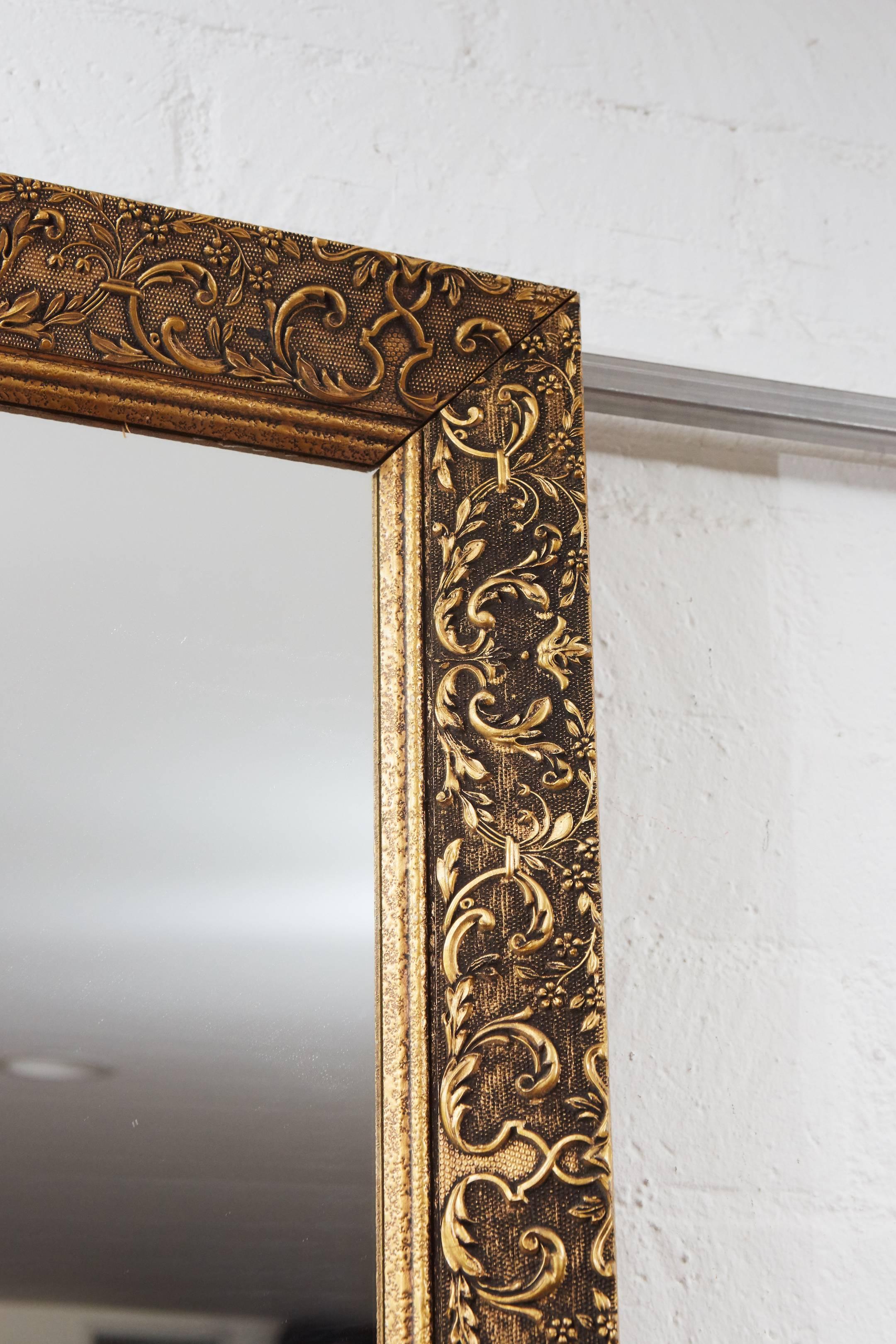 French Long Gilded Mirror, circa 1910 For Sale