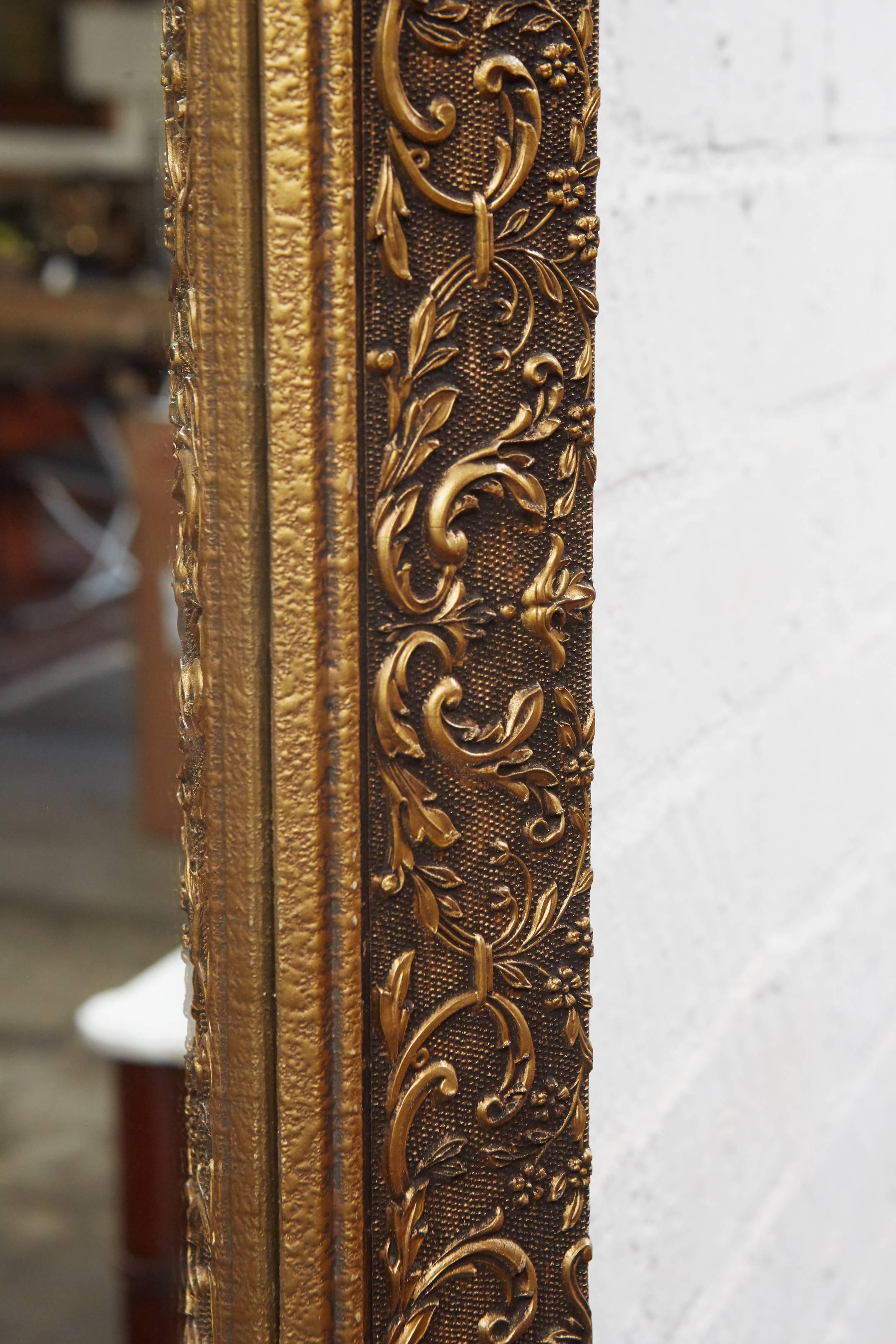 20th Century Long Gilded Mirror, circa 1910 For Sale