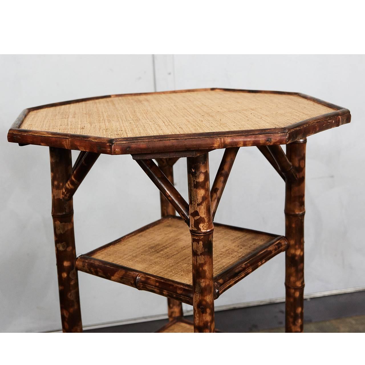 Octagonal English Victorian Bamboo Table In Good Condition In Culver City, CA