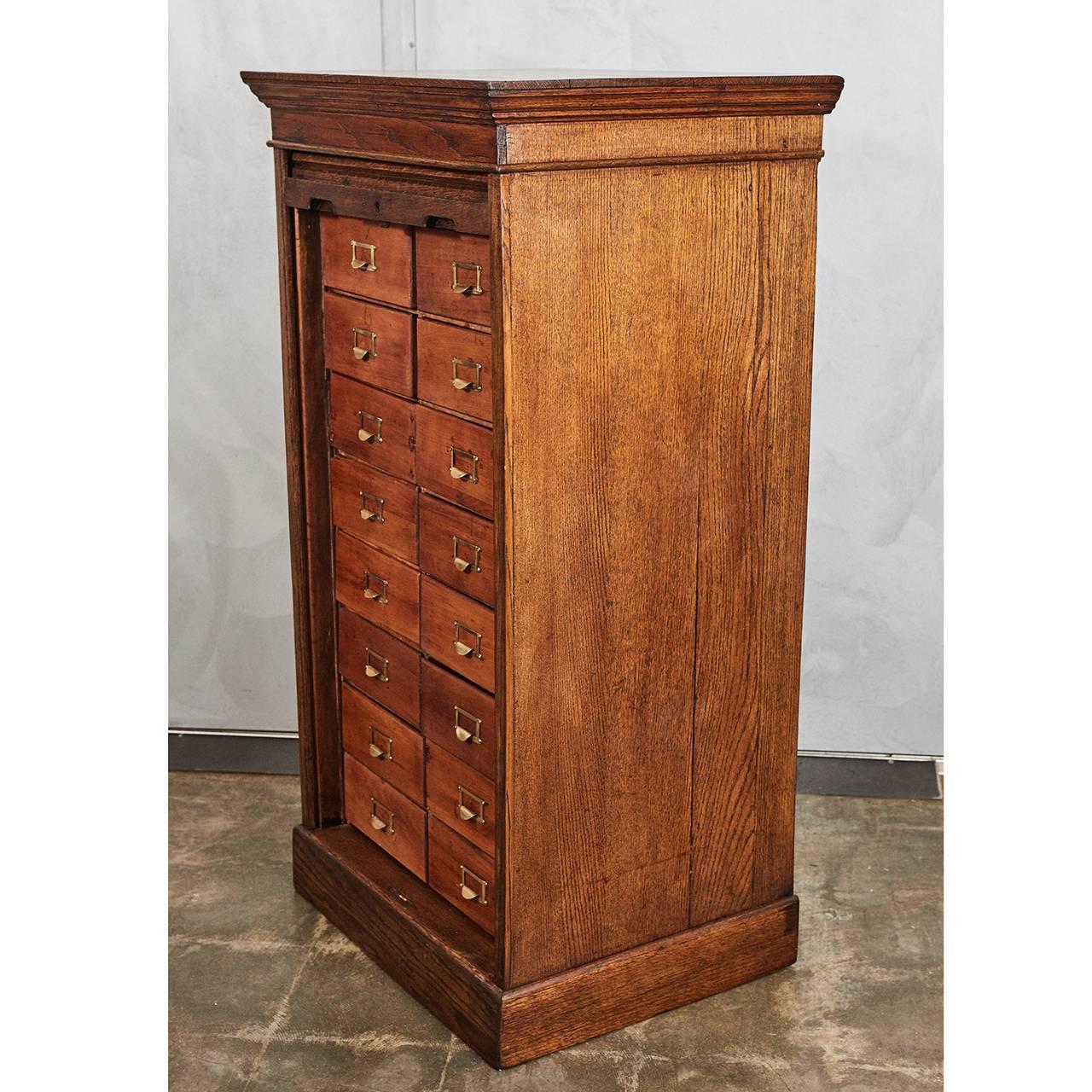 20th Century Roll Front Card File Cabinet For Sale