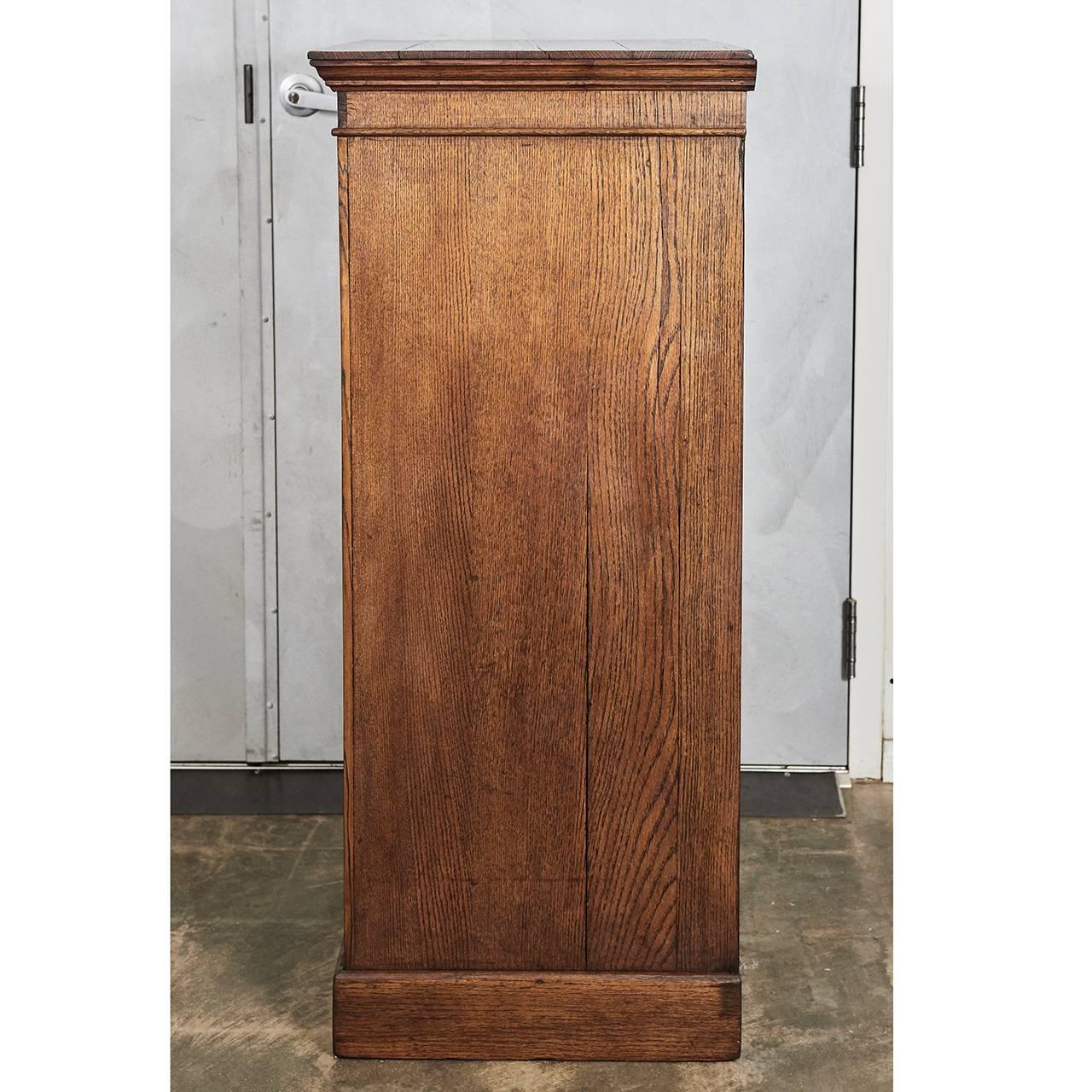 Brass Roll Front Card File Cabinet For Sale