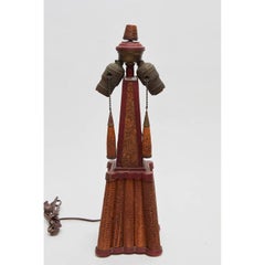 American Folk Art Corn Cob Table Lamp