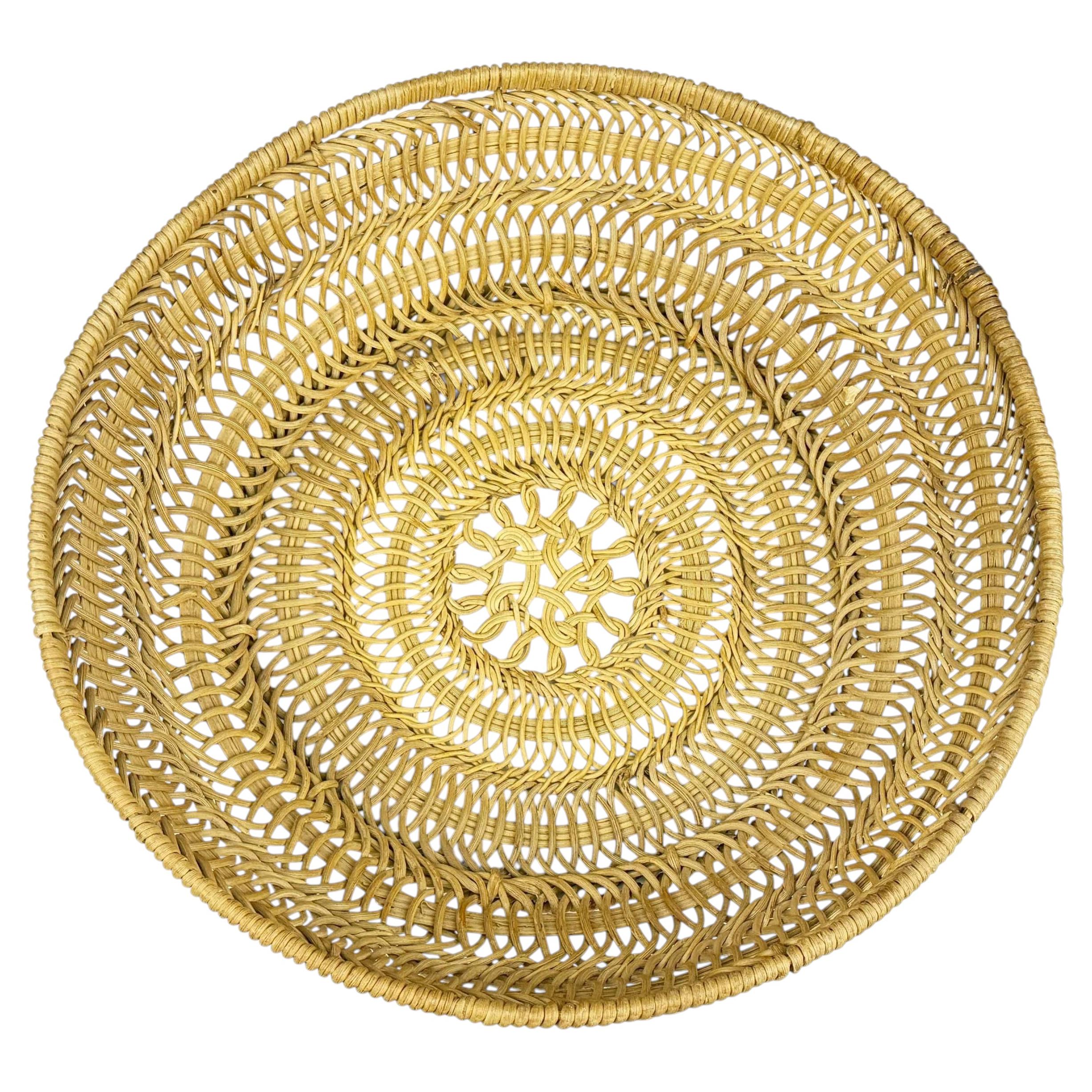 Large Mid-Century Modern Handwoven Rattan Basket, 1960s