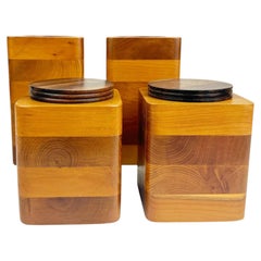 Mid-Century Modern Set of 4 Teak Wood Containers or Vases / Desk Set by Pro Domo