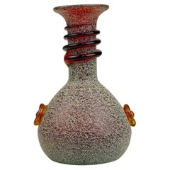 Vaso vintage in vetro di Murano "Scavo" con dettagli in ambra applicati, anni '70