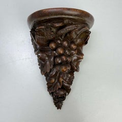 Antique Carved Wood Wall Console with Grapes and Leaves Brienz Black Forest