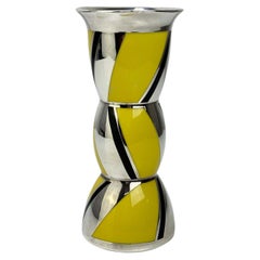 Pfeffer Gotha Art Deco Yellow Porcelain Vase with Silver Overlay