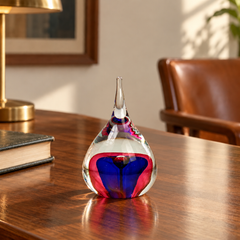 Murano Glass Teardrop Paperweight Attributed to Flavio Poli for Seguso